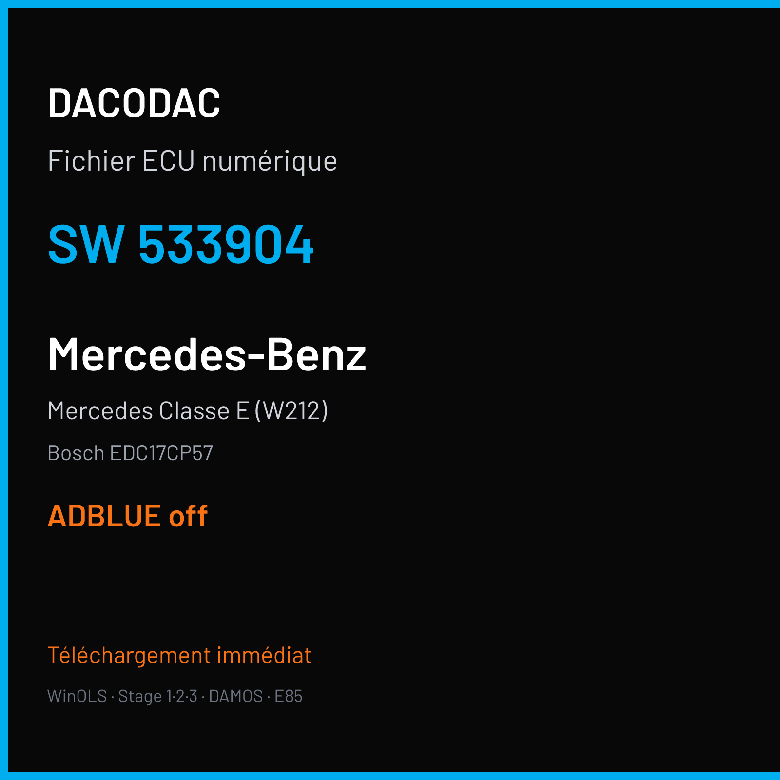 Mercedes Classe E (W212) (2014) — Bosch EDC17CP57 — 533904 — ADBLUE off