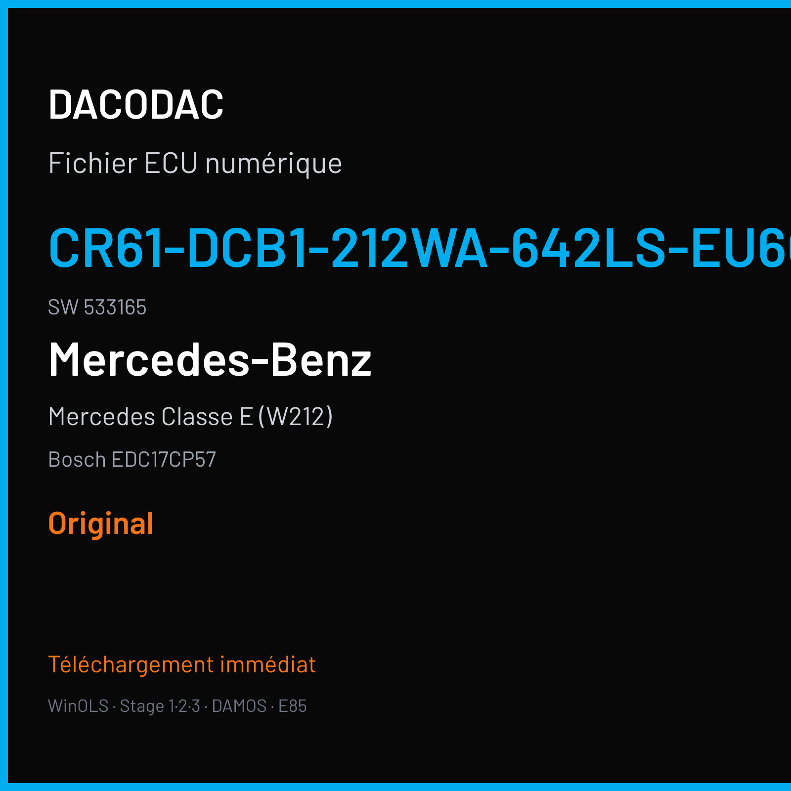 Mercedes Classe E (W212) (2014) — Bosch EDC17CP57 — CR61-DCB1-212WA-642LS-EU6OPS · 533165 — Original