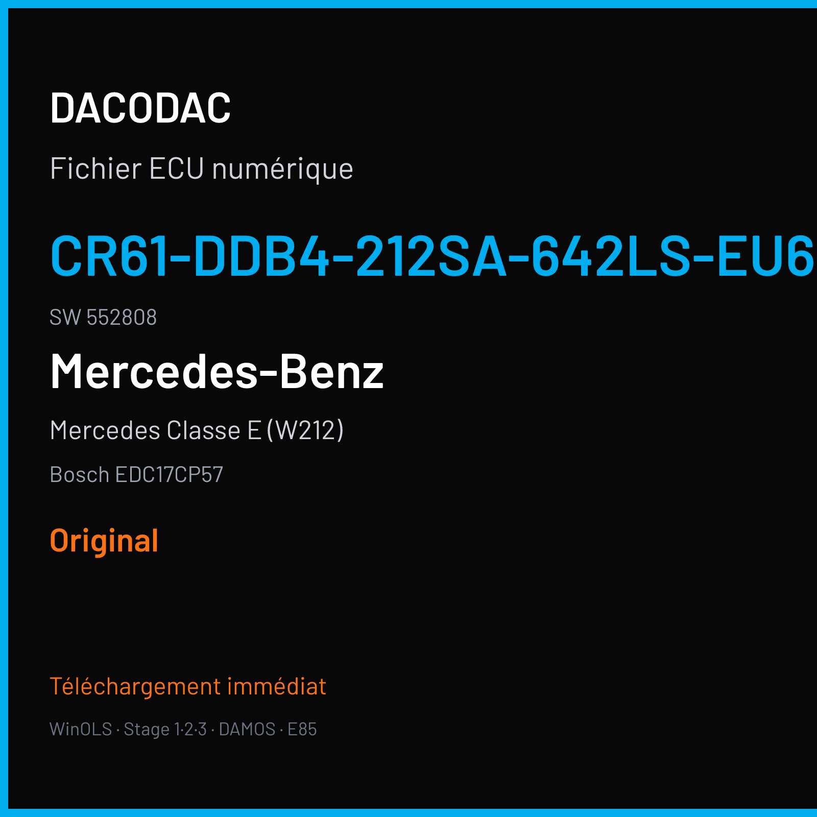 Mercedes Classe E (W212) (2013) — Bosch EDC17CP57 — CR61-DDB4-212SA-642LS-EU6OPS · 552808 — Original