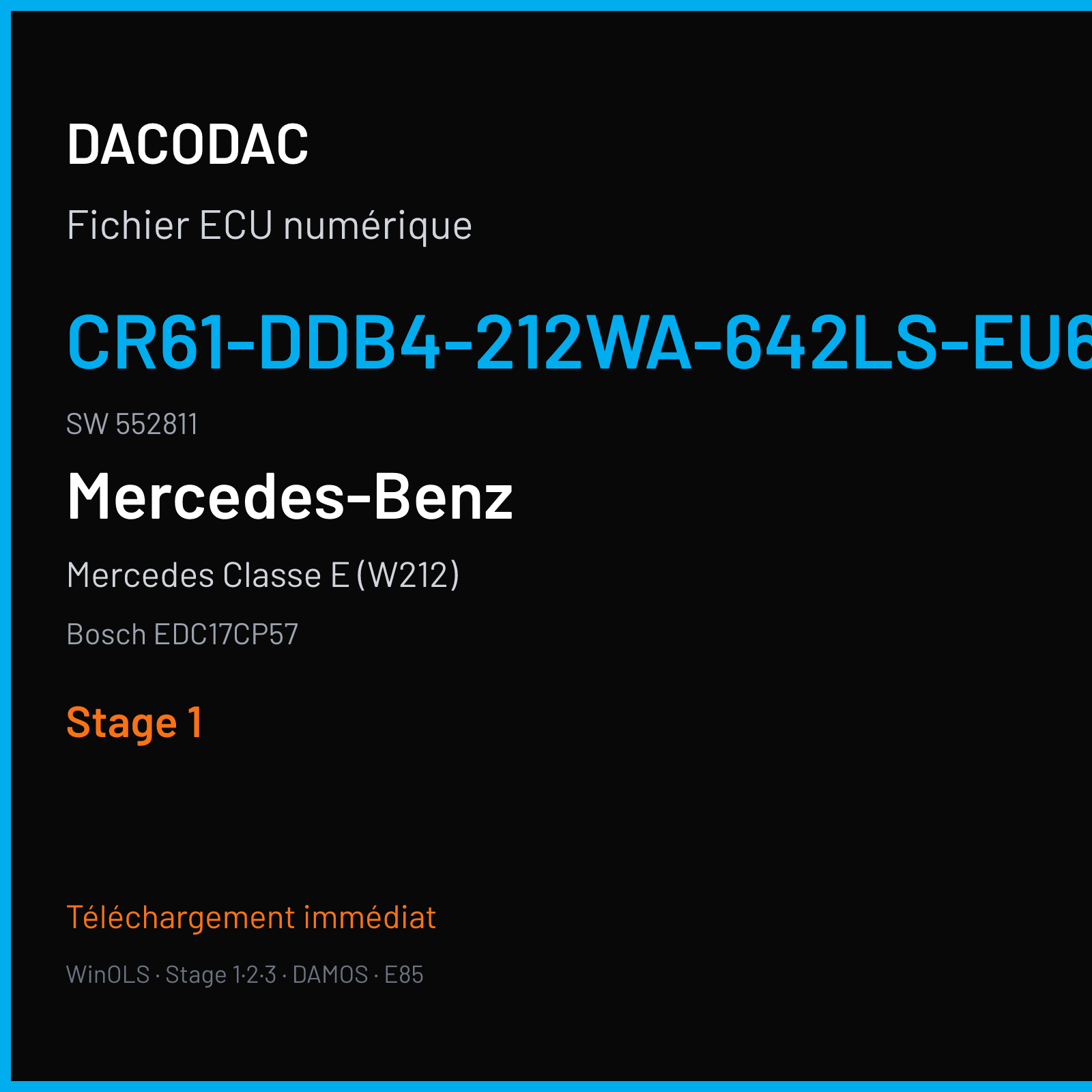 Mercedes Classe E (W212) (2012) — Bosch EDC17CP57 — CR61-DDB4-212WA-642LS-EU6OPS · 552811 — Stage 1