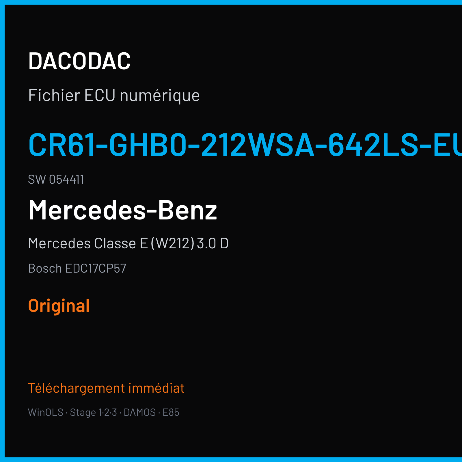Mercedes Classe E (W212) 3.0 D (2016) — Bosch EDC17CP57 — CR61-GHB0-212WSA-642LS-EU6OPS · 054411 — Original