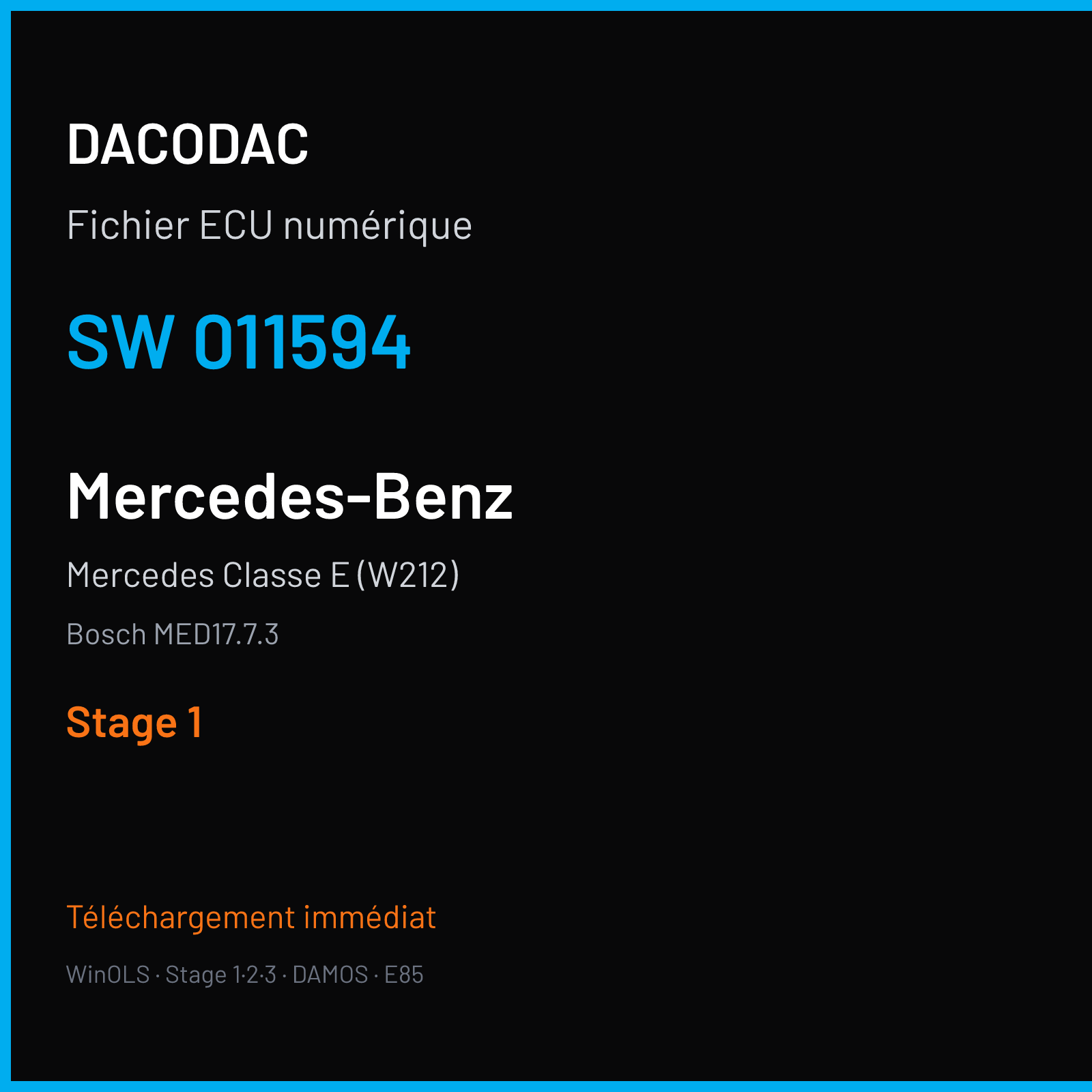Mercedes Classe E (W212) (2016) — Bosch MED17.7.3 — 011594 — Stage 1