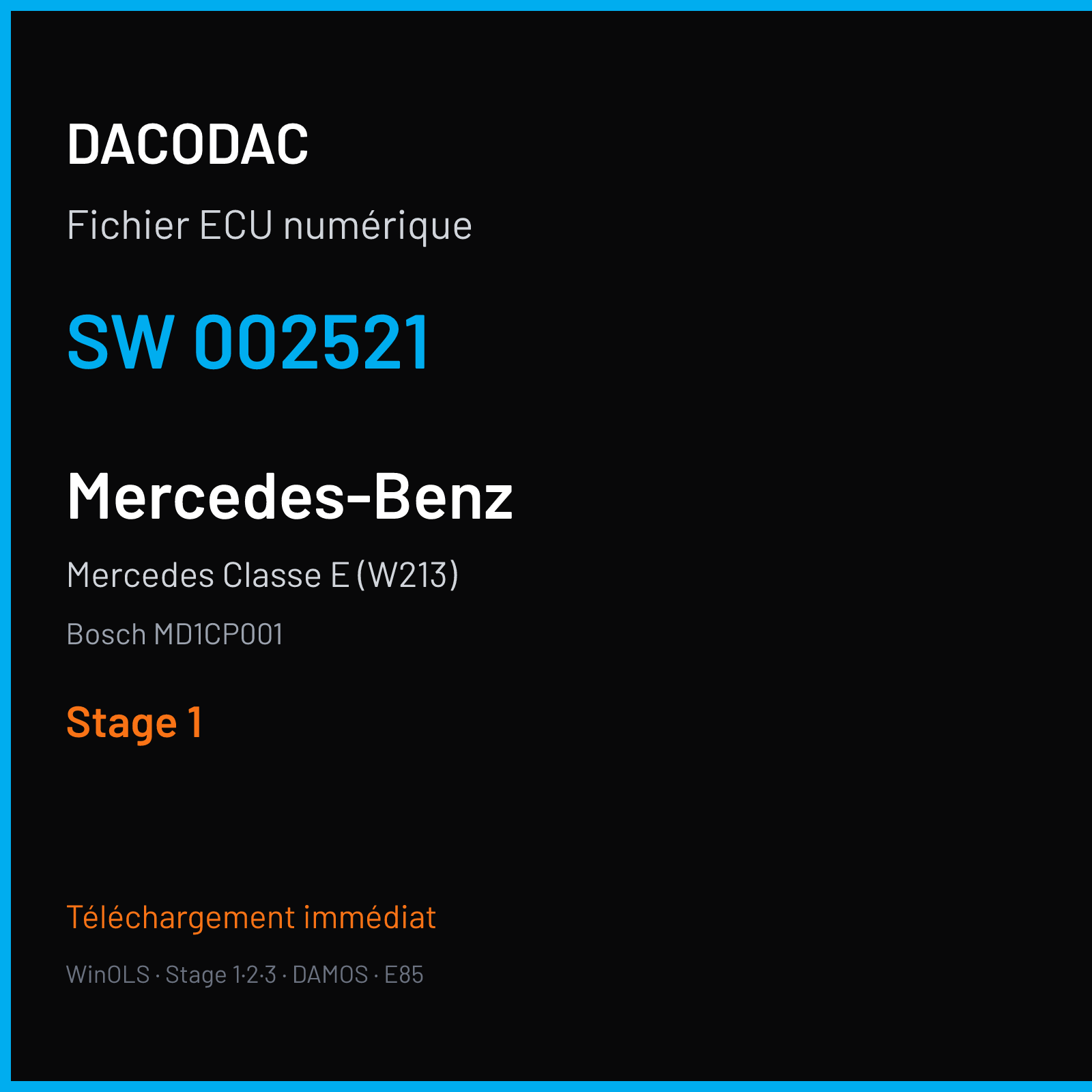 Mercedes Classe E (W213) (2019) — Bosch MD1CP001 — 002521 — Stage 1