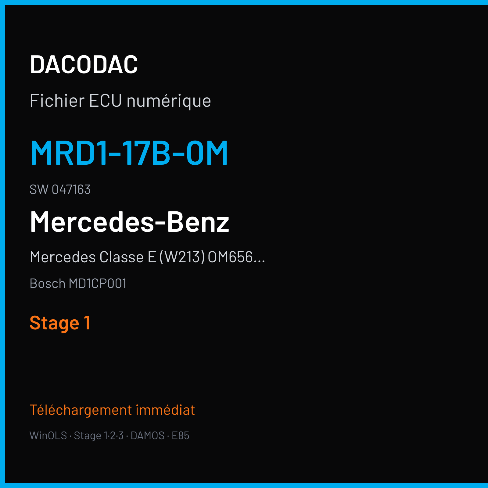 Mercedes Classe E (W213) OM656 3.0d (2020) — Bosch MD1CP001 — MRD1-17B-0M · 047163 — Stage 1