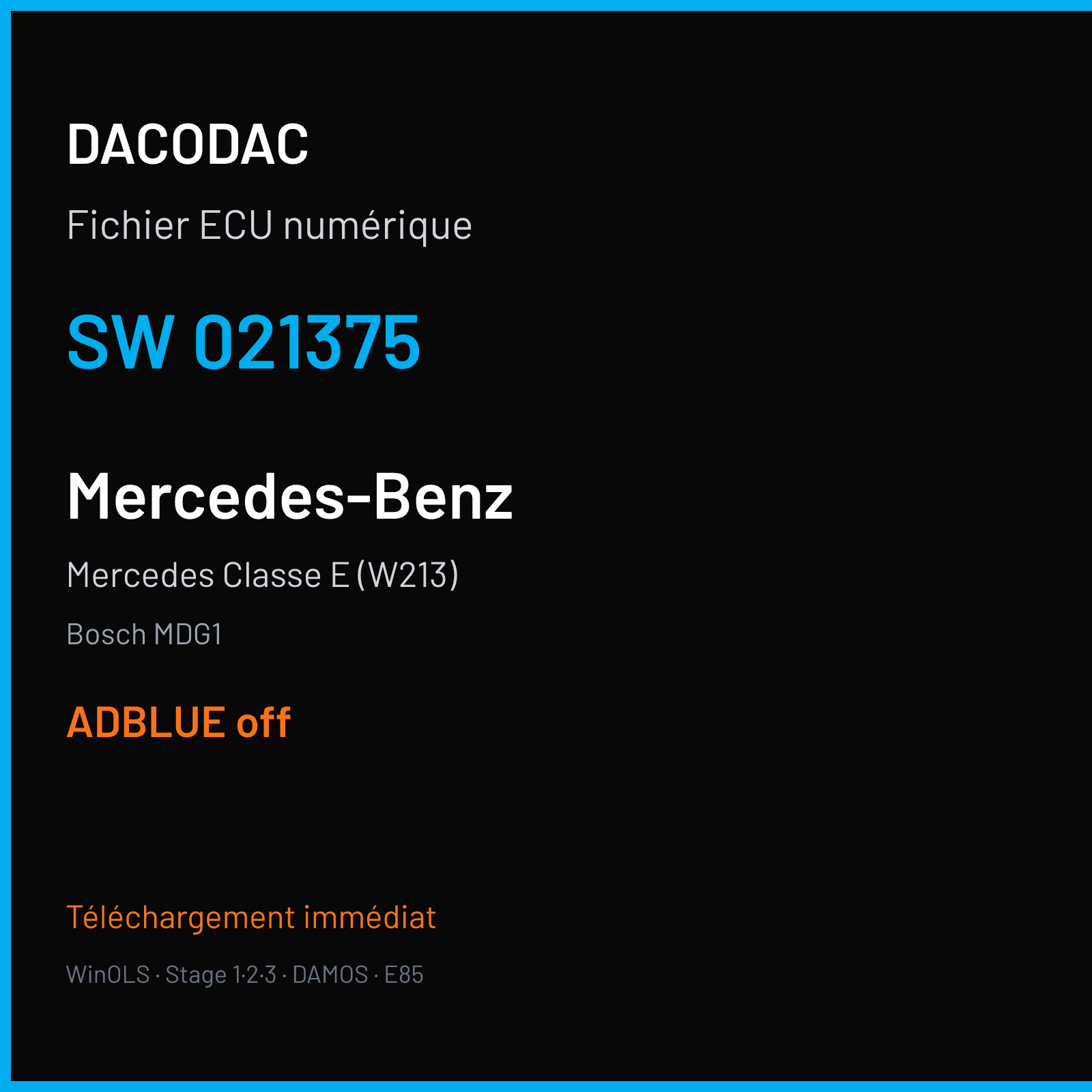 Mercedes Classe E (W213) (2018) — Bosch MDG1 — 021375 — ADBLUE off