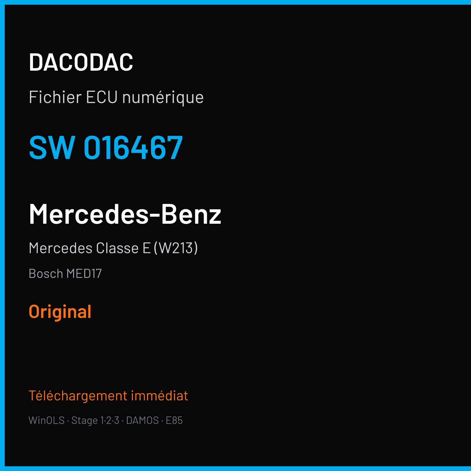Mercedes Classe E (W213) (2016) — Bosch MED17 — 016467 — Original