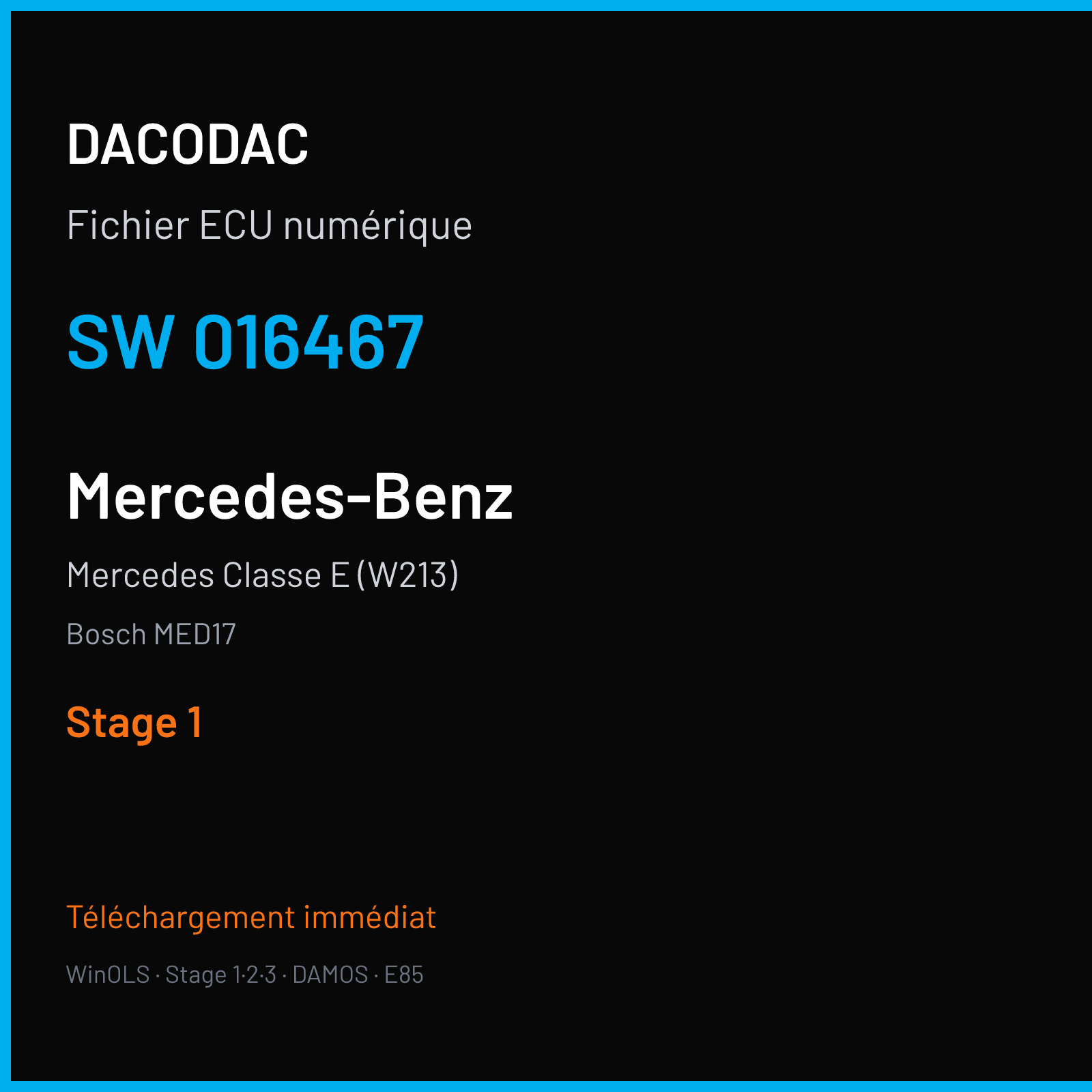 Mercedes Classe E (W213) (2016) — Bosch MED17 — 016467 — Stage 1