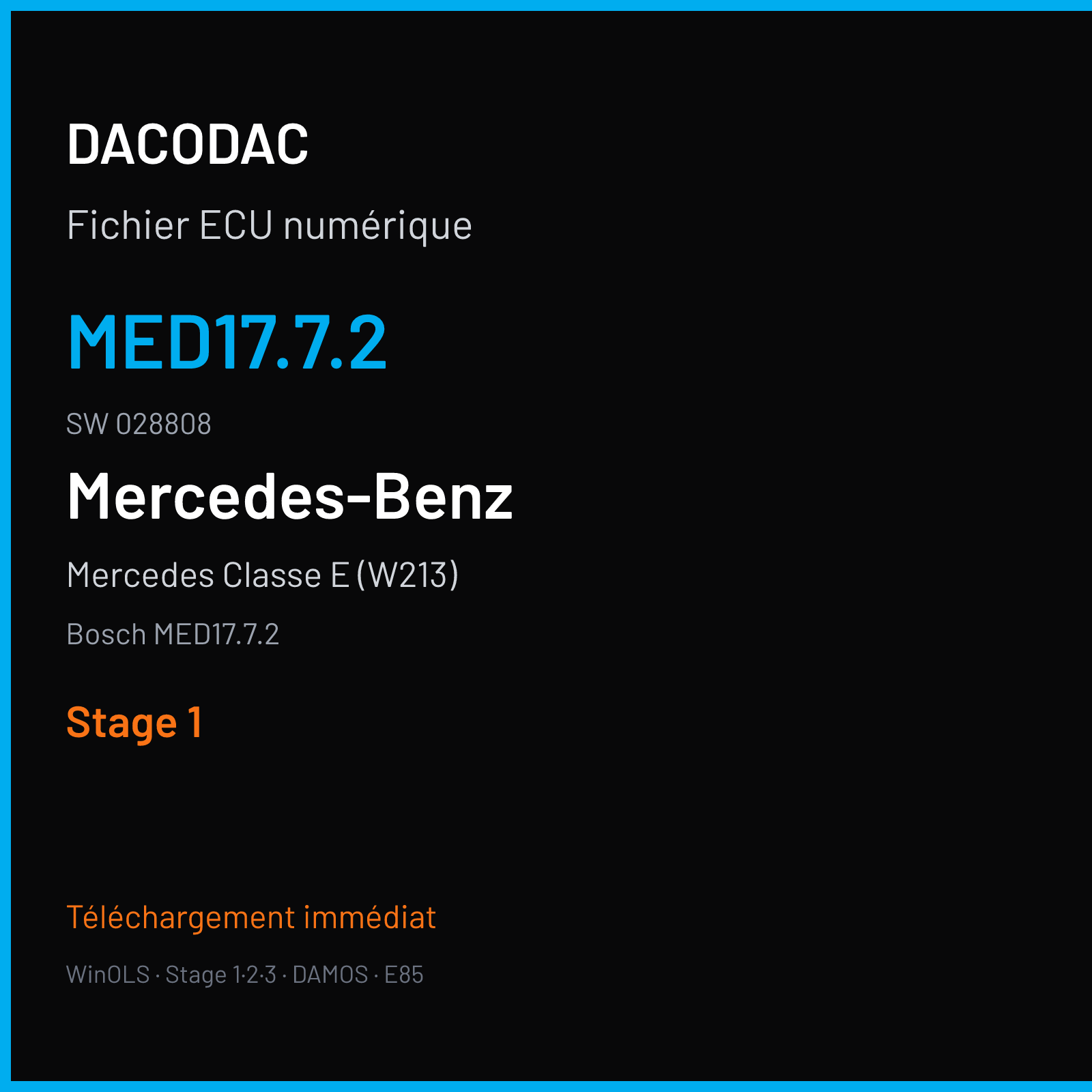 Mercedes Classe E (W213) (2018) — Bosch MED17.7.2 — MED17.7.2 · 028808 — Stage 1