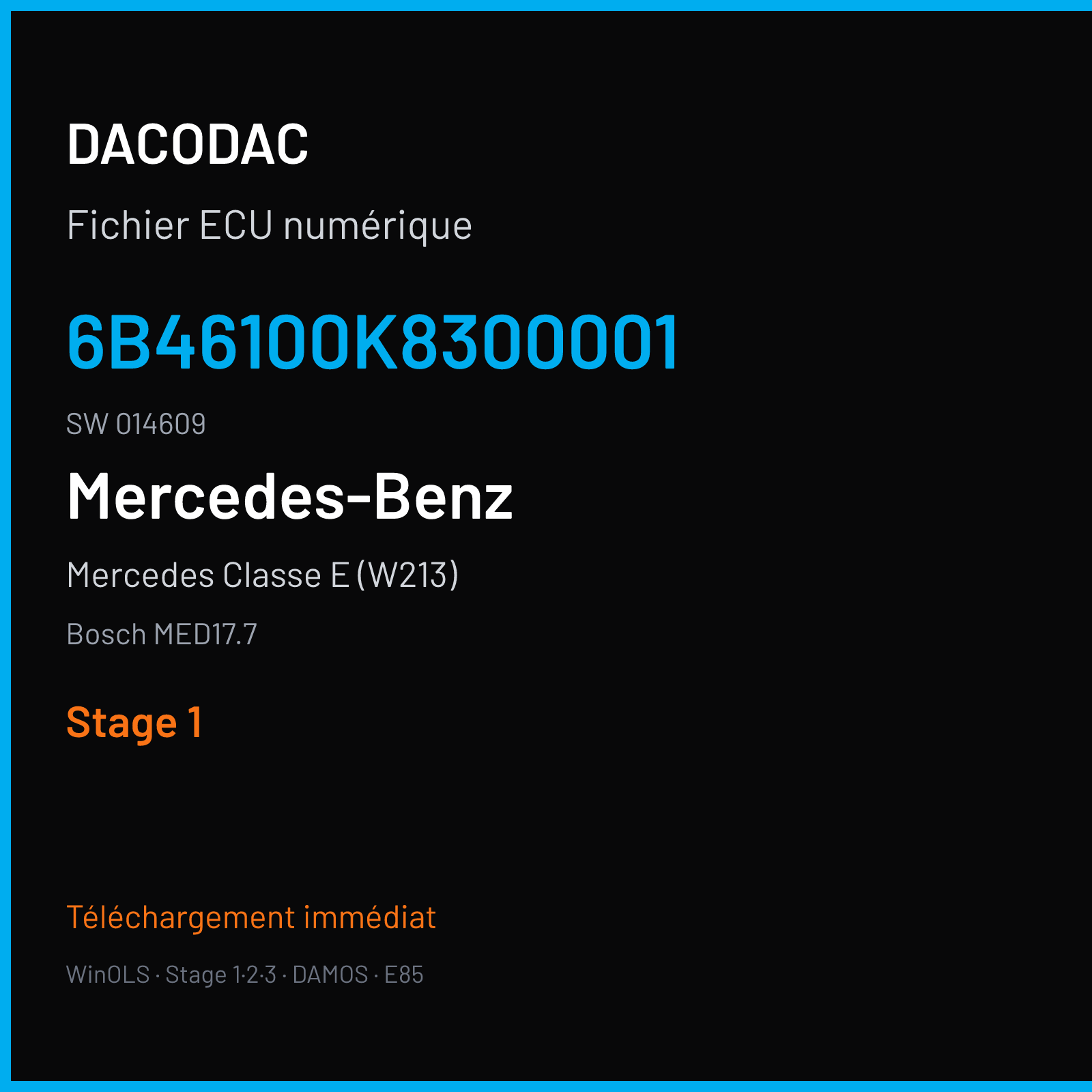 Mercedes Classe E (W213) (2015) — Bosch MED17.7 — 6B46100K8300001 · 014609 — Stage 1