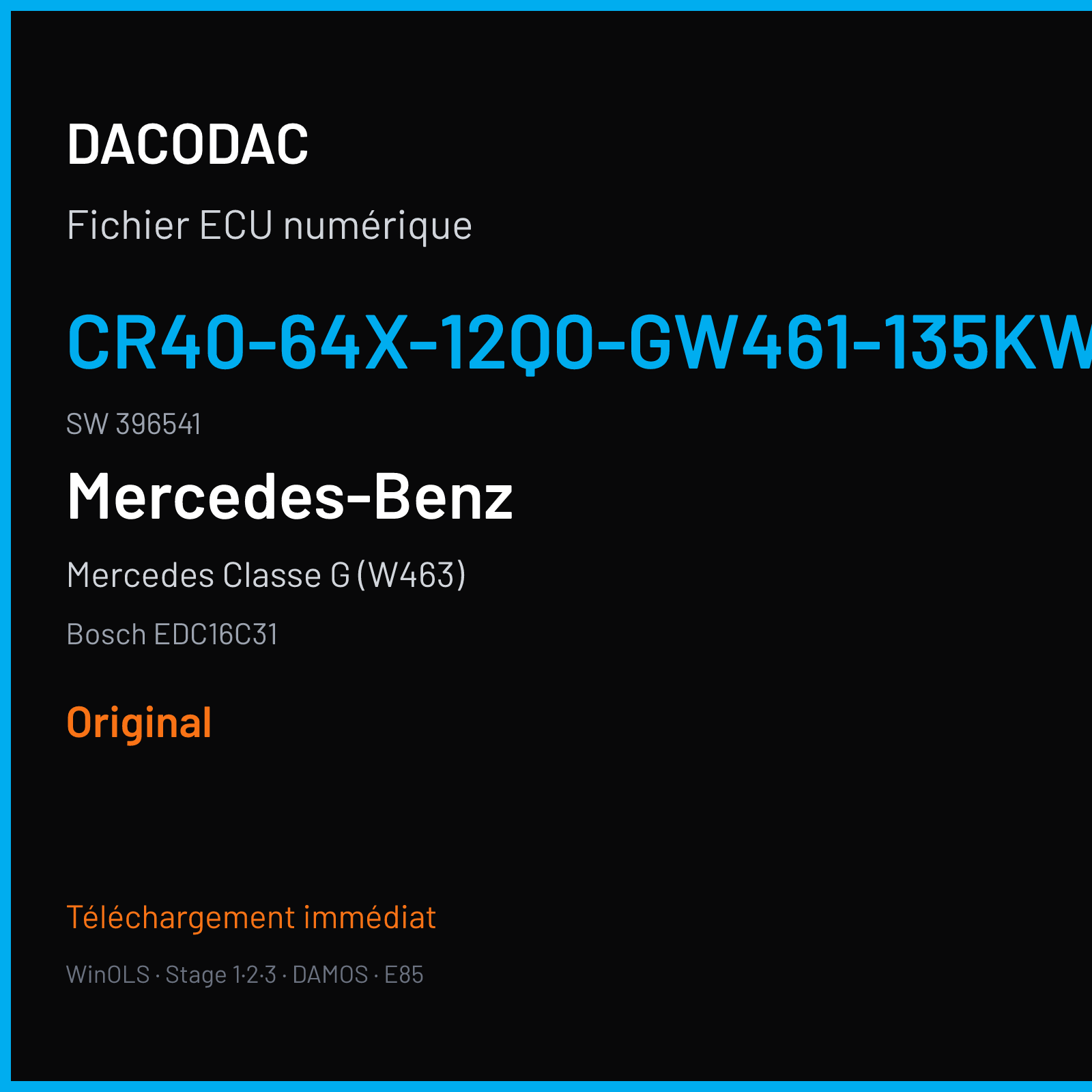 Mercedes Classe G (W463) (2006) — Bosch EDC16C31 — CR40-64X-12Q0-GW461-135KW-BA4 · 396541 — Original