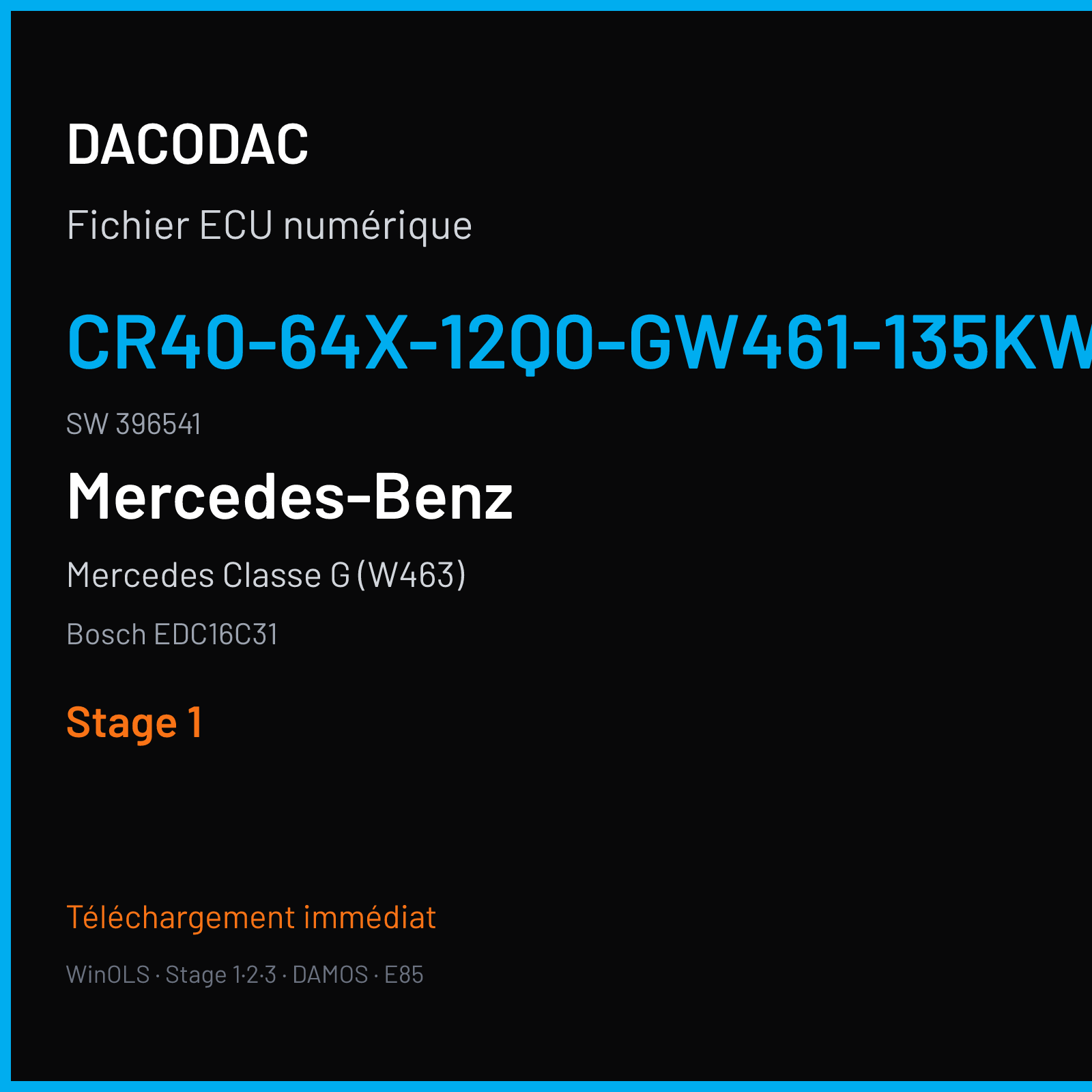 Mercedes Classe G (W463) (2006) — Bosch EDC16C31 — CR40-64X-12Q0-GW461-135KW-BA4 · 396541 — Stage 1