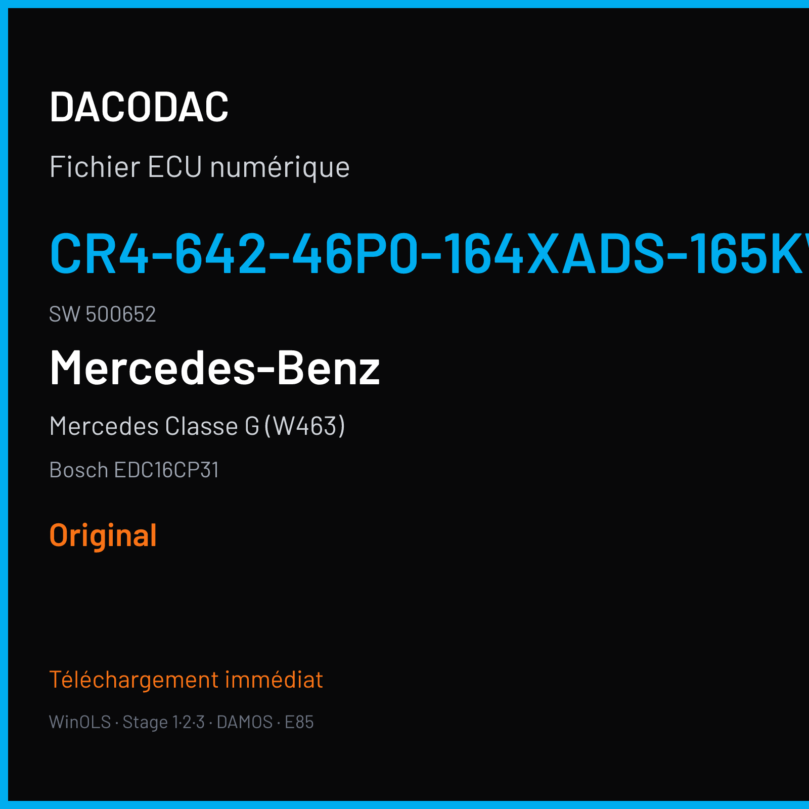 Mercedes Classe G (W463) (2009) — Bosch EDC16CP31 — CR4-642-46P0-164XADS-165KW-DDJ-LROHNET4-3808X067ME · 500652 — Original