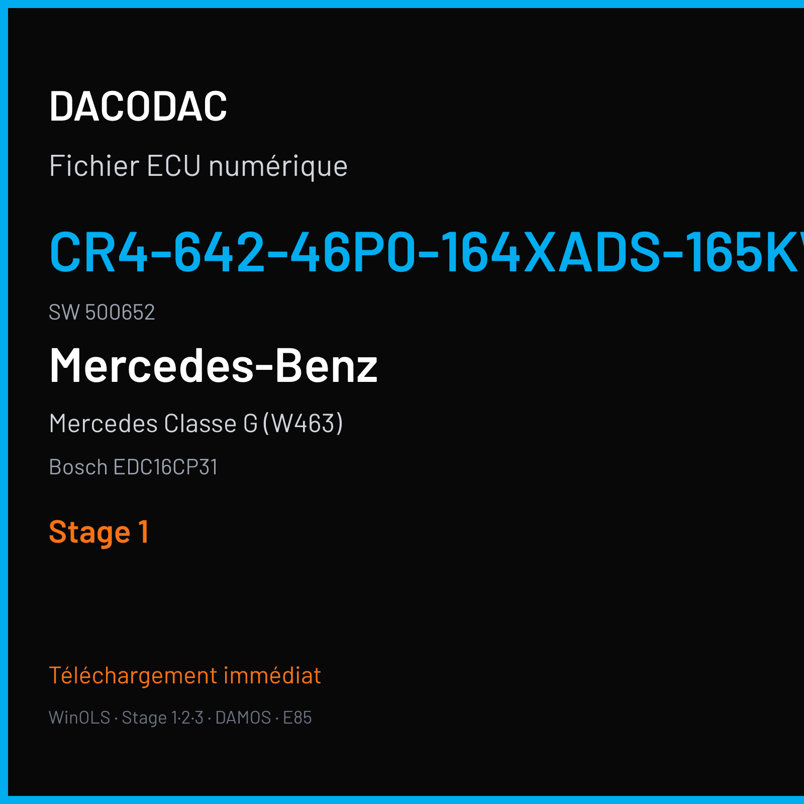 Mercedes Classe G (W463) (2009) — Bosch EDC16CP31 — CR4-642-46P0-164XADS-165KW-DDJ-LROHNET4-3808X067ME · 500652 — Stage 1