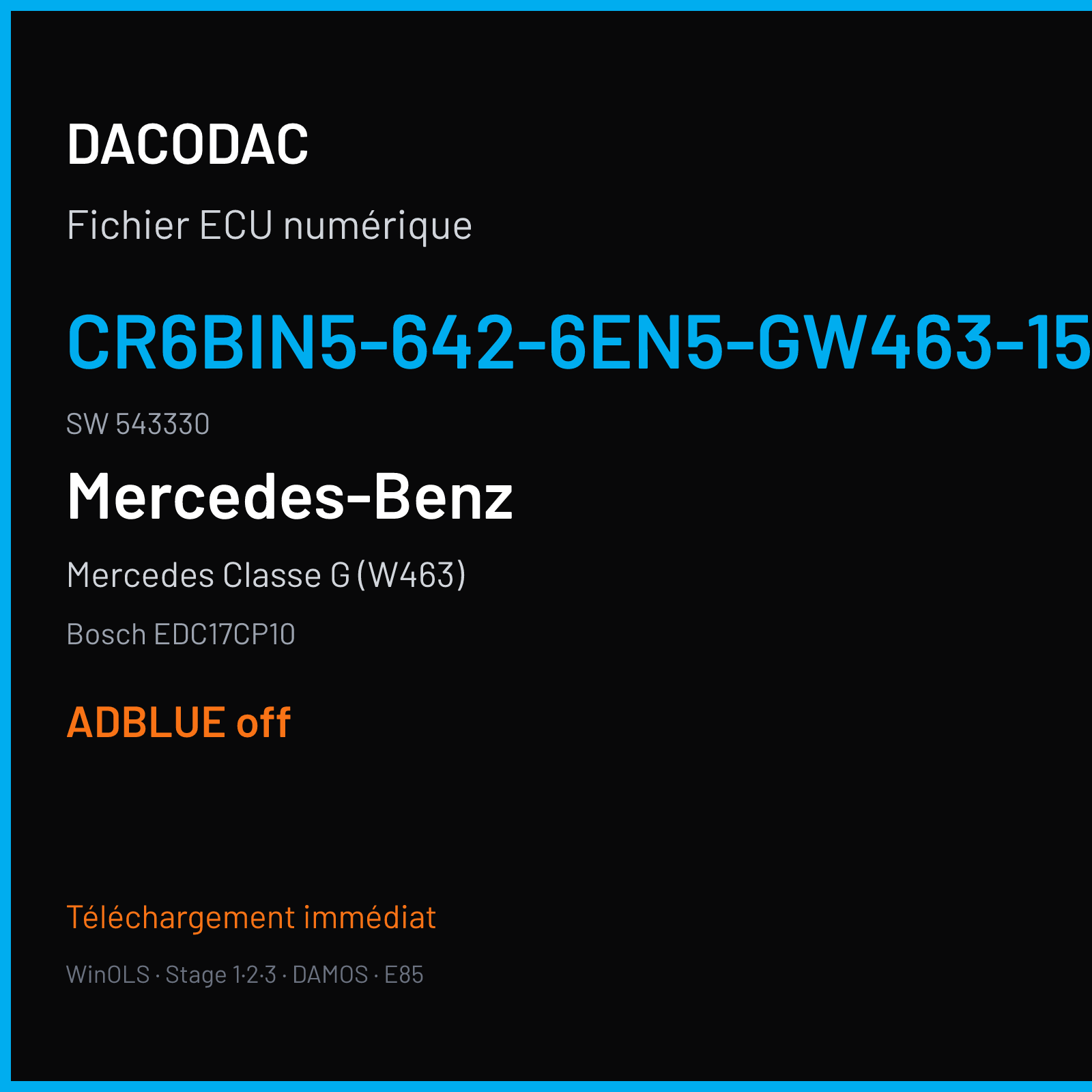 Mercedes Classe G (W463) (2014) — Bosch EDC17CP10 — CR6BIN5-642-6EN5-GW463-155KW-EU5+-AEJ2013-007 · 543330 — ADBLUE off