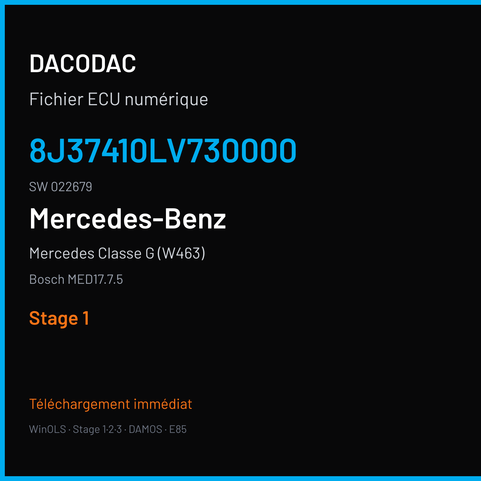 Mercedes Classe G (W463) (2018) — Bosch MED17.7.5 — 8J37410LV730000 · 022679 — Stage 1