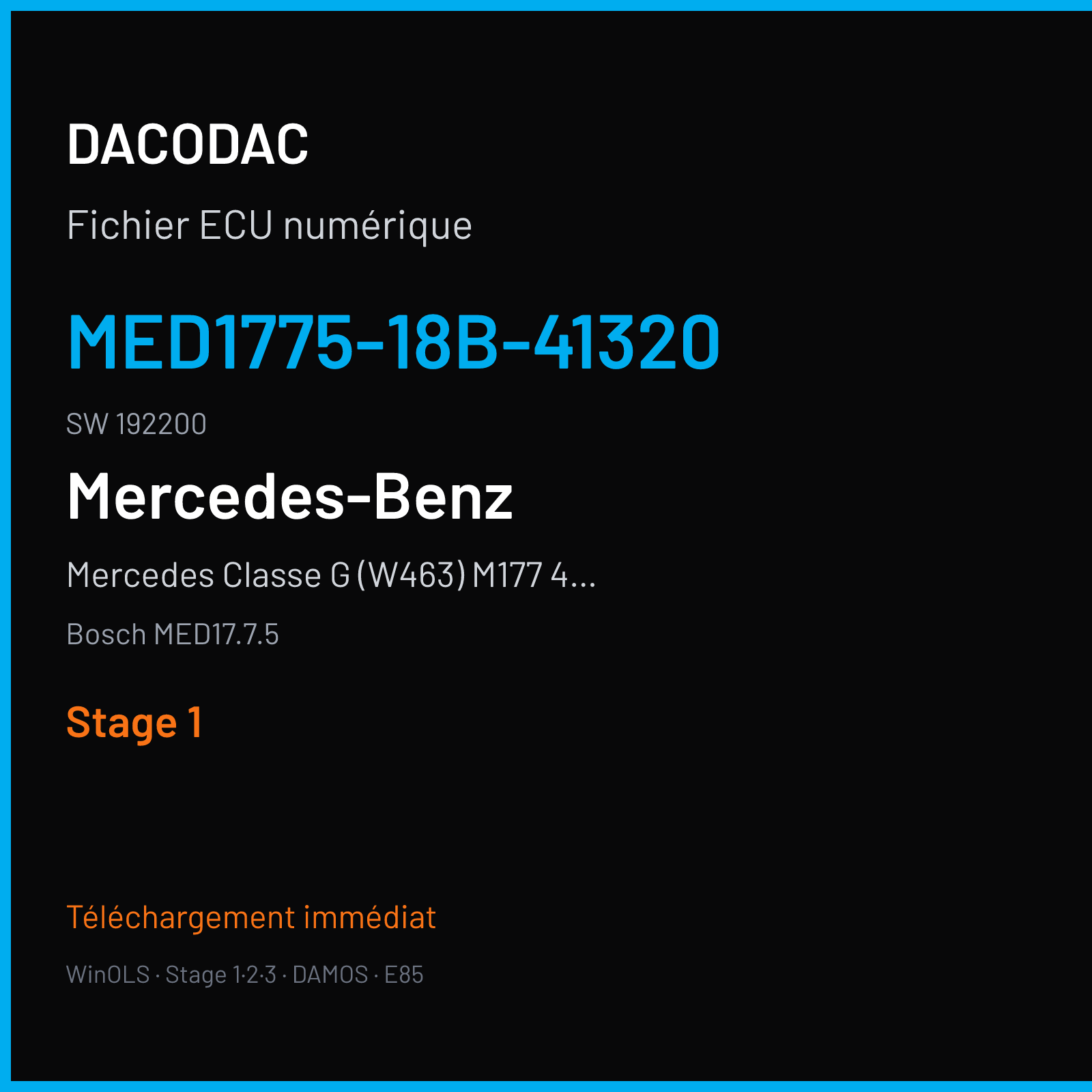 Mercedes Classe G (W463) M177 4.0i (2018) — Bosch MED17.7.5 — MED1775-18B-41320 · 192200 — Stage 1