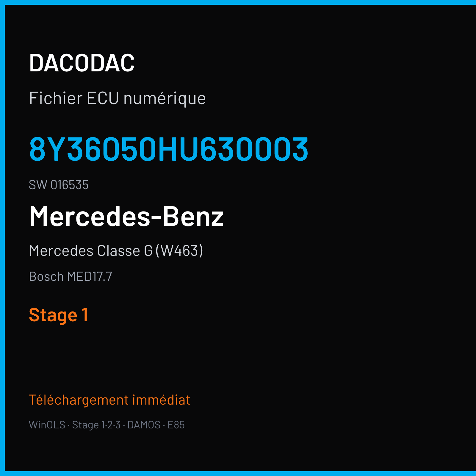 Mercedes Classe G (W463) (2017) — Bosch MED17.7 — 8Y36050HU630003 · 016535 — Stage 1