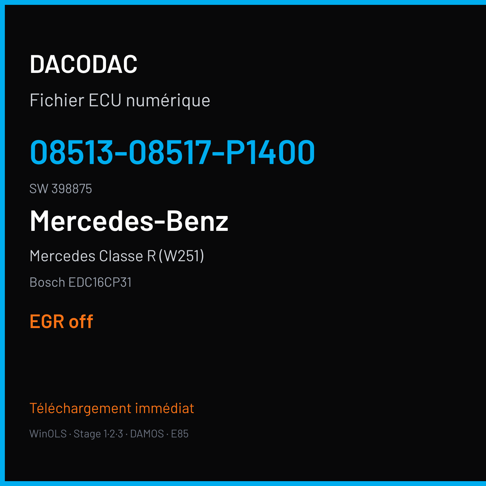 Mercedes Classe R (W251) (2012) — Bosch EDC16CP31 — 08513-08517-P1400 · 398875 — EGR off