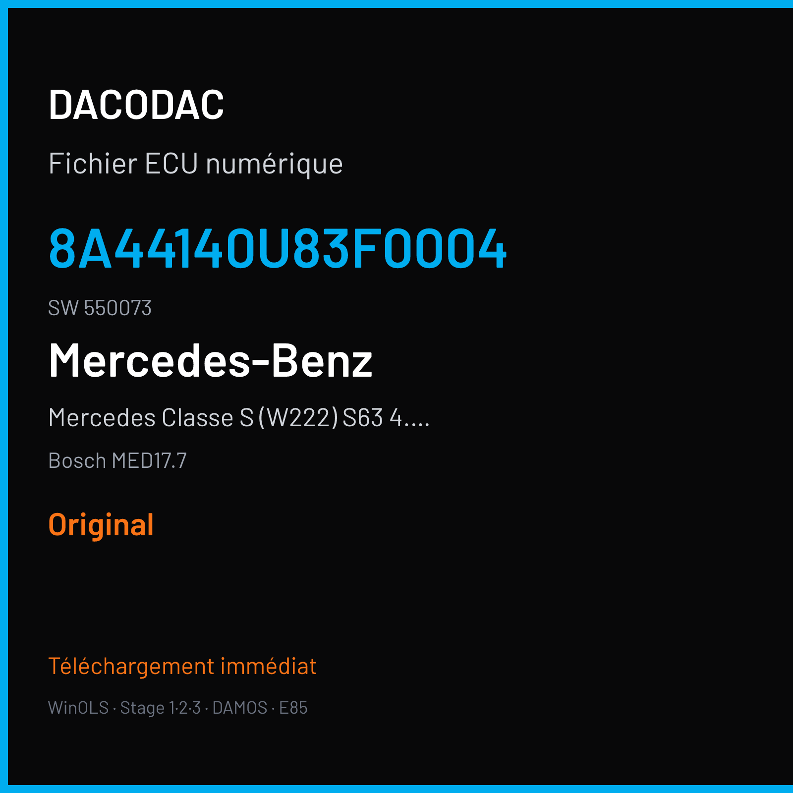 Mercedes Classe S (W222) S63 4.4i (2015) — Bosch MED17.7 — 8A44140U83F0004 · 550073 — Original