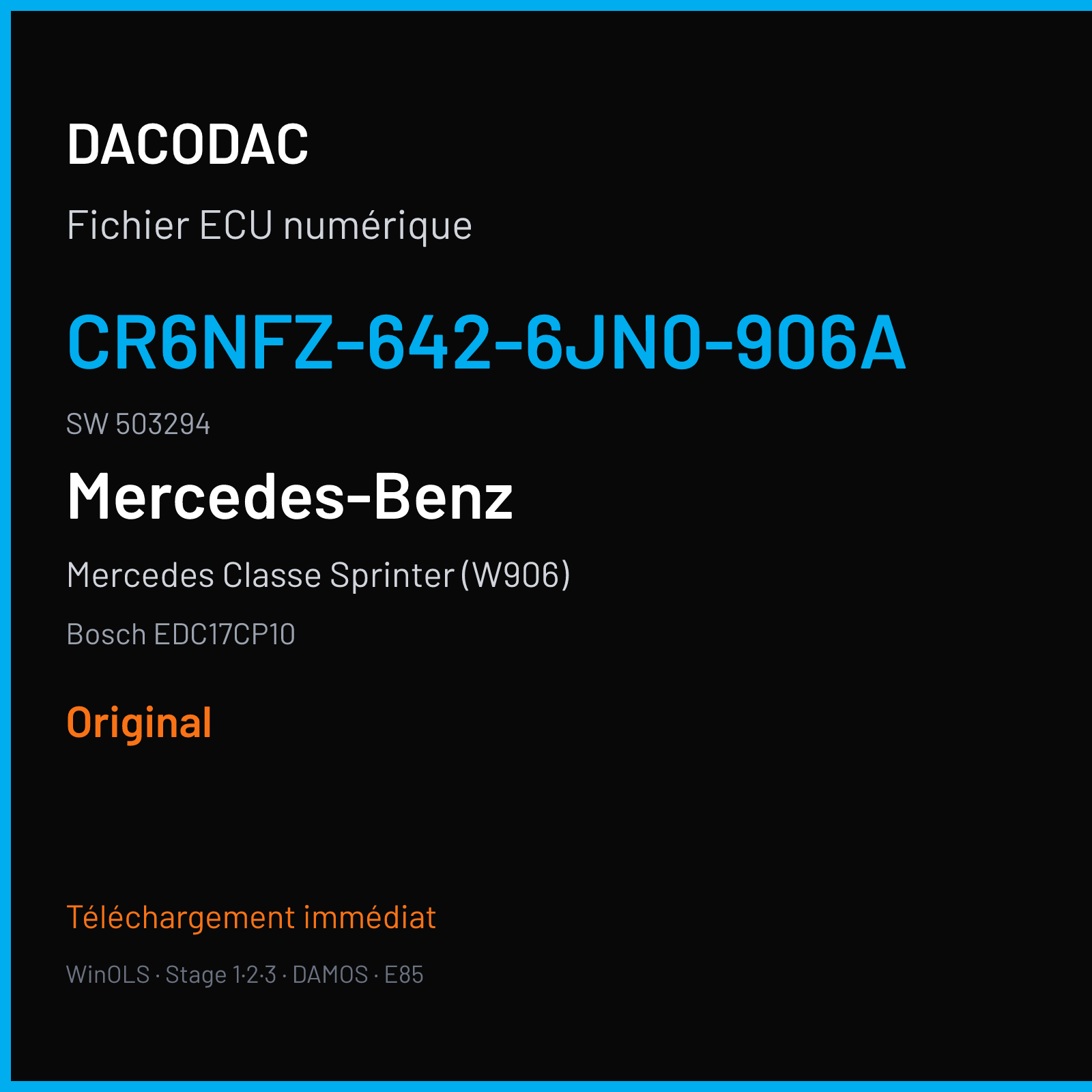 Mercedes Classe Sprinter (W906) (2012) — Bosch EDC17CP10 — CR6NFZ-642-6JN0-906A · 503294 — Original