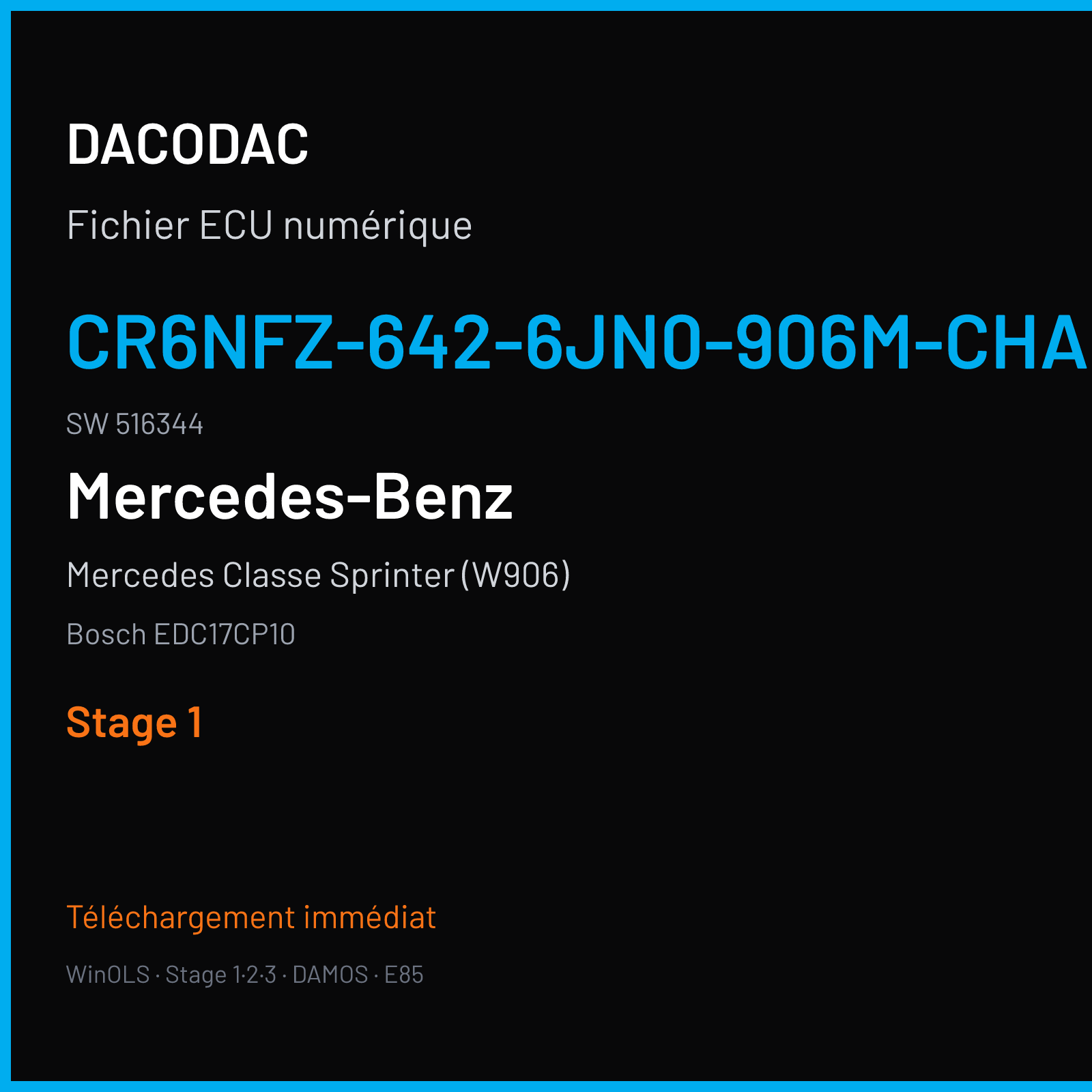 Mercedes Classe Sprinter (W906) (2011) — Bosch EDC17CP10 — CR6NFZ-642-6JN0-906M-CHARGE4 · 516344 — Stage 1