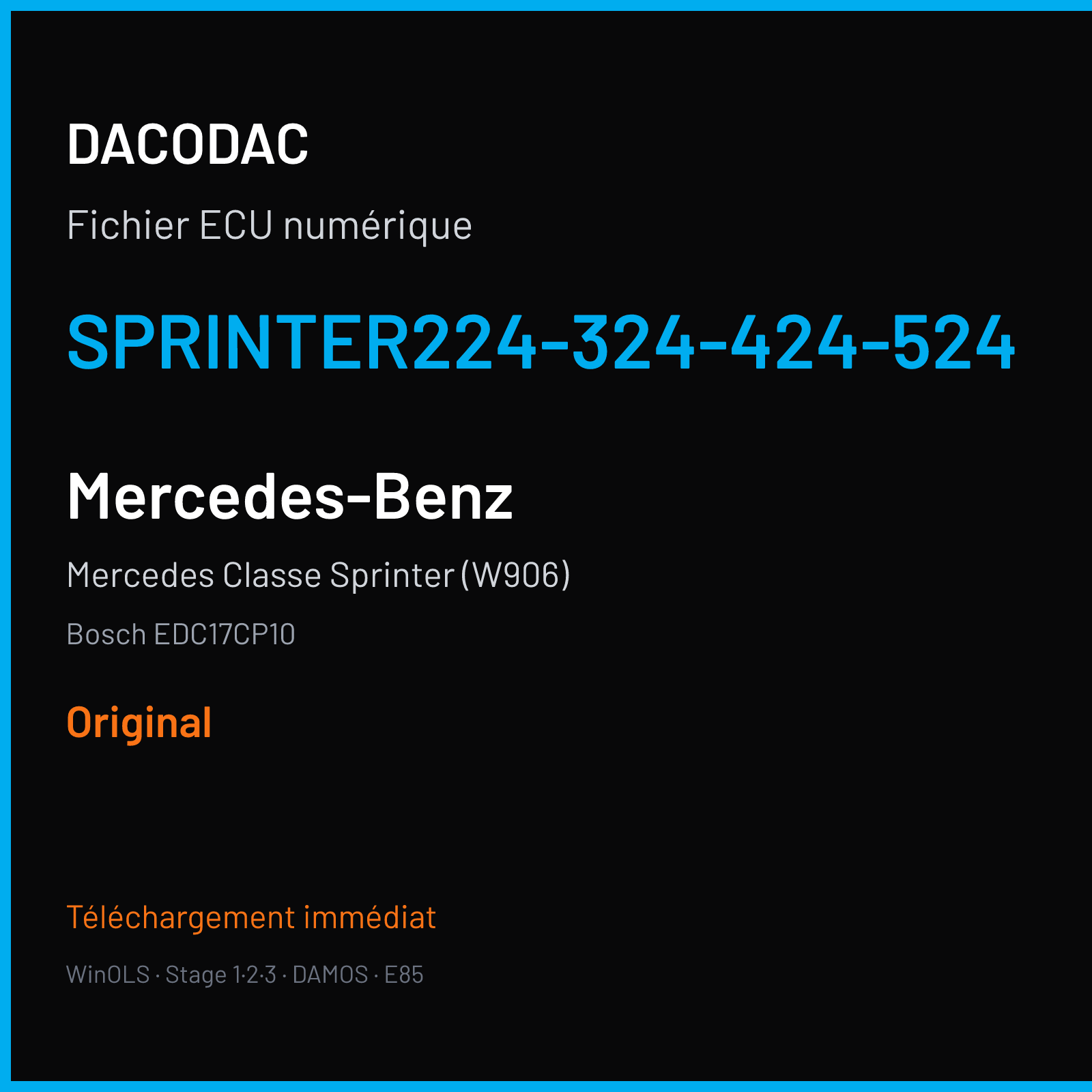 Mercedes Classe Sprinter (W906) — Bosch EDC17CP10 — SPRINTER224-324-424-524 — Original