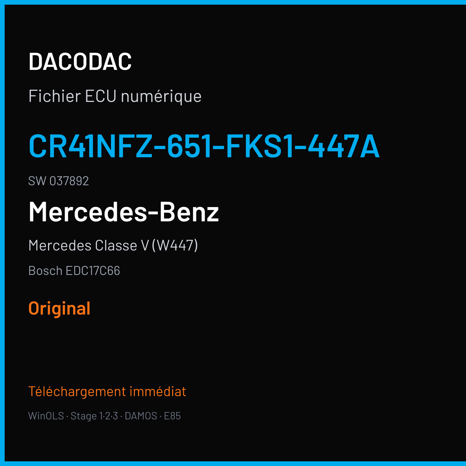 Mercedes Classe V (W447) (2016) — Bosch EDC17C66 — CR41NFZ-651-FKS1-447A · 037892 — Original