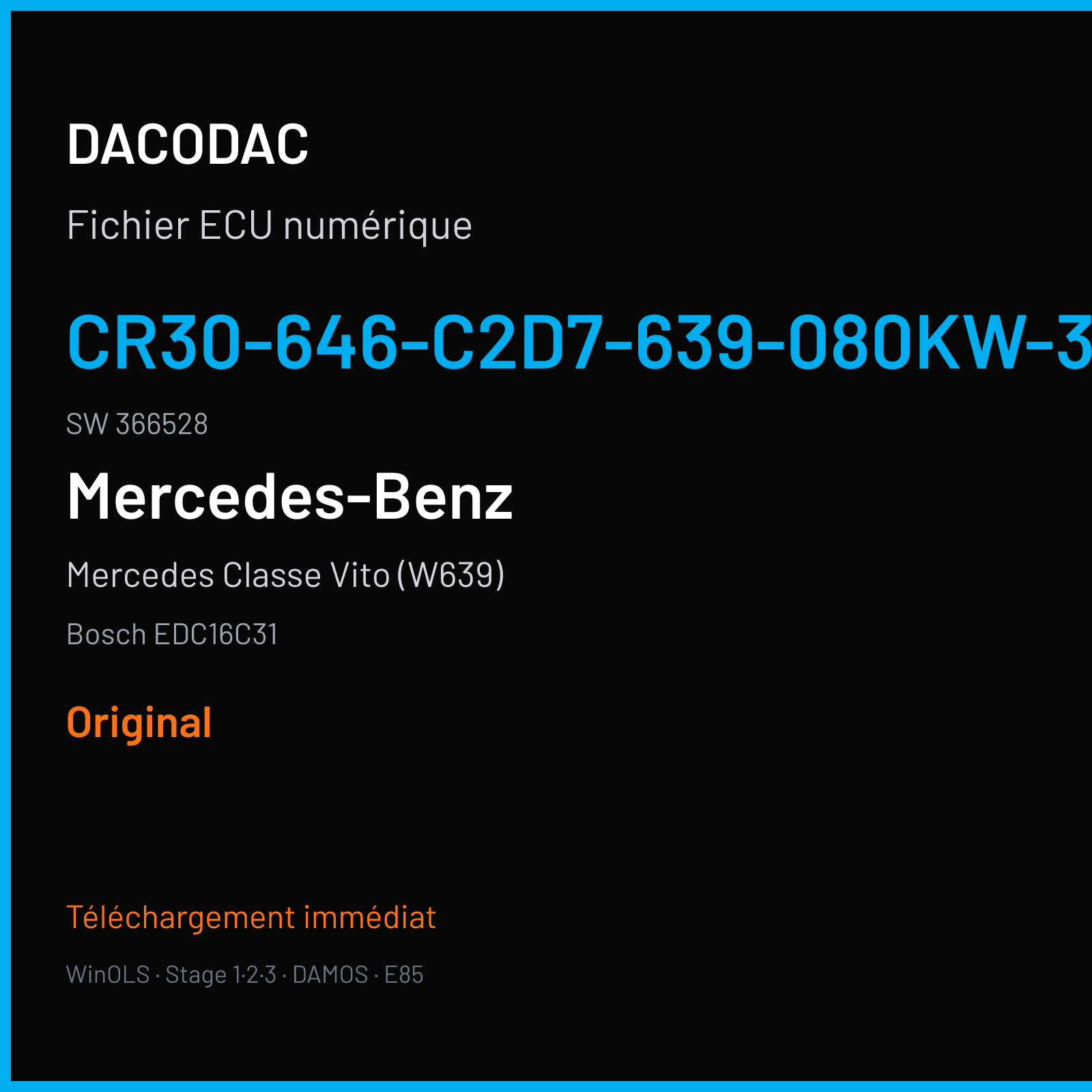 Mercedes Classe Vito (W639) (2004) — Bosch EDC16C31 — CR30-646-C2D7-639-080KW-33-0AEF-01-DAG-ME · 366528 — Original