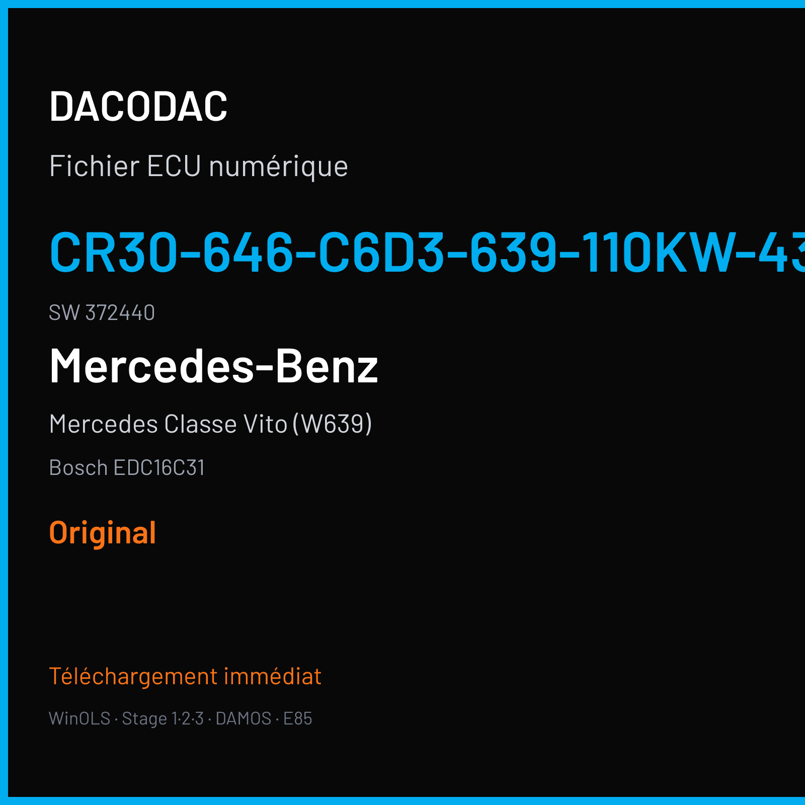 Mercedes Classe Vito (W639) — Bosch EDC16C31 — CR30-646-C6D3-639-110KW-43P-0AEF-02-DAG-001 · 372440 — Original