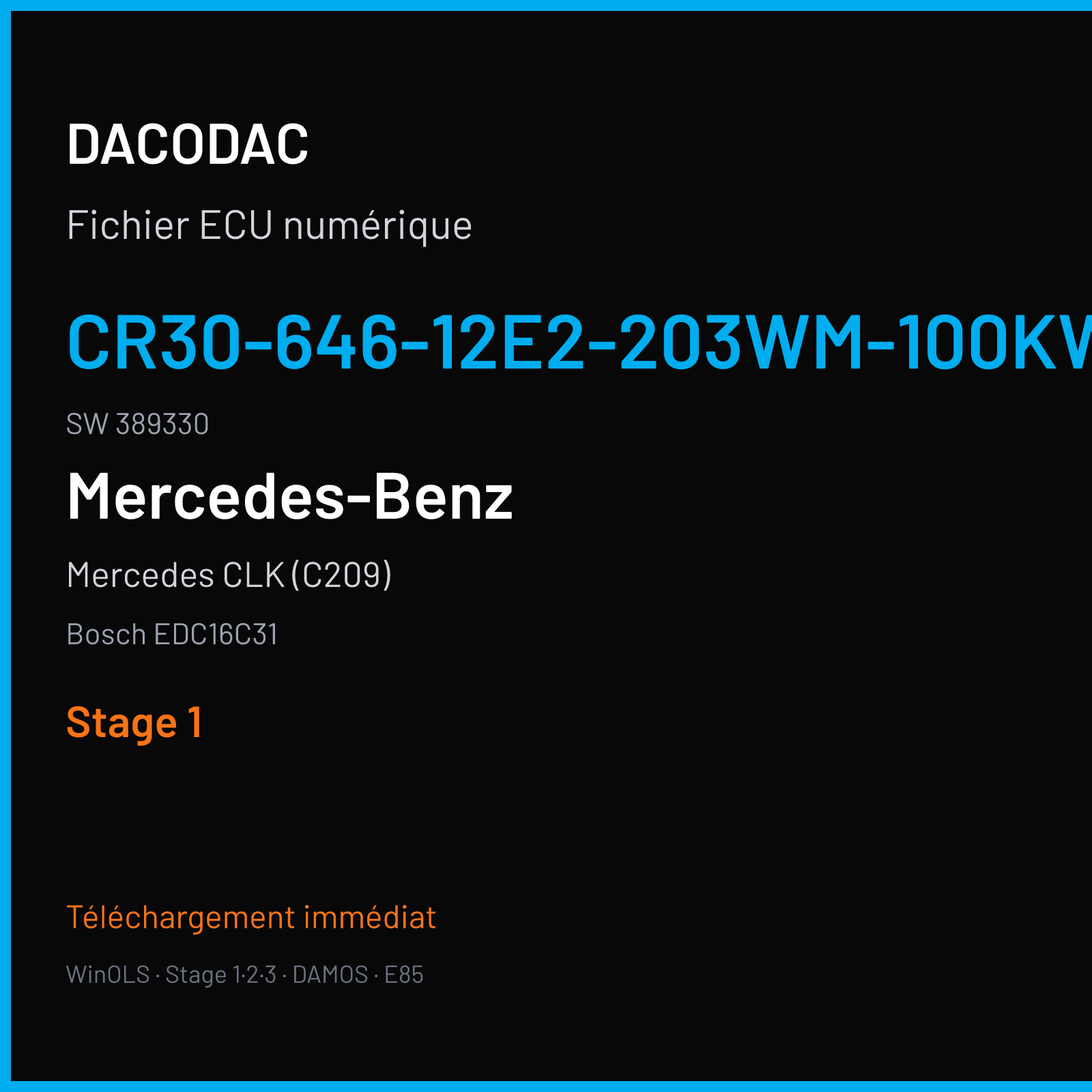 Mercedes CLK (C209) (2005) — Bosch EDC16C31 — CR30-646-12E2-203WM-100KW-EU4O-ME-1407X018 · 389330 — Stage 1