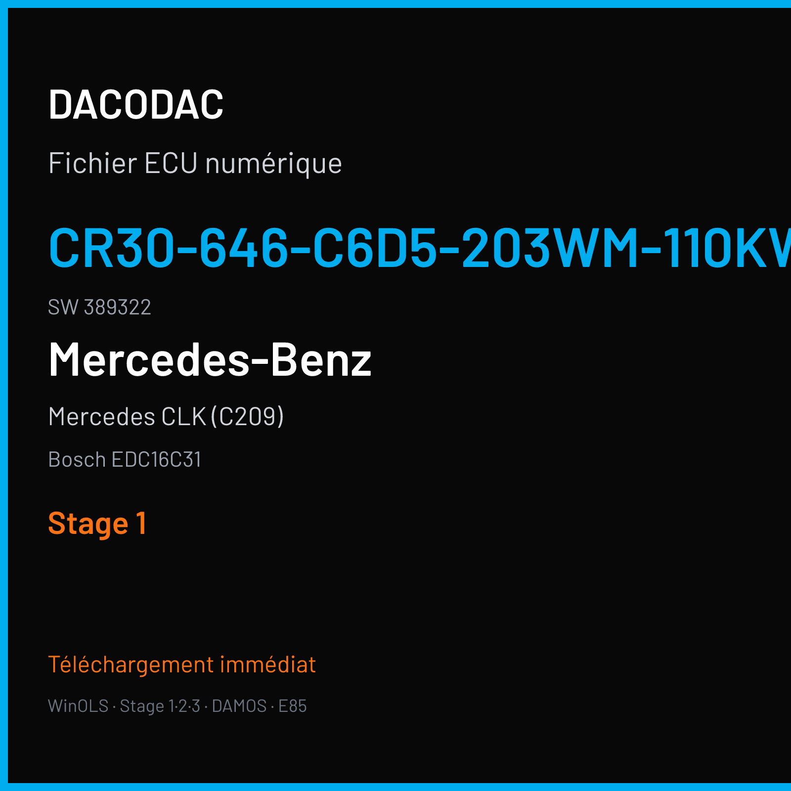 Mercedes CLK (C209) (2007) — Bosch EDC16C31 — CR30-646-C6D5-203WM-110KW-EU4OP-ME-1407X052 · 389322 — Stage 1