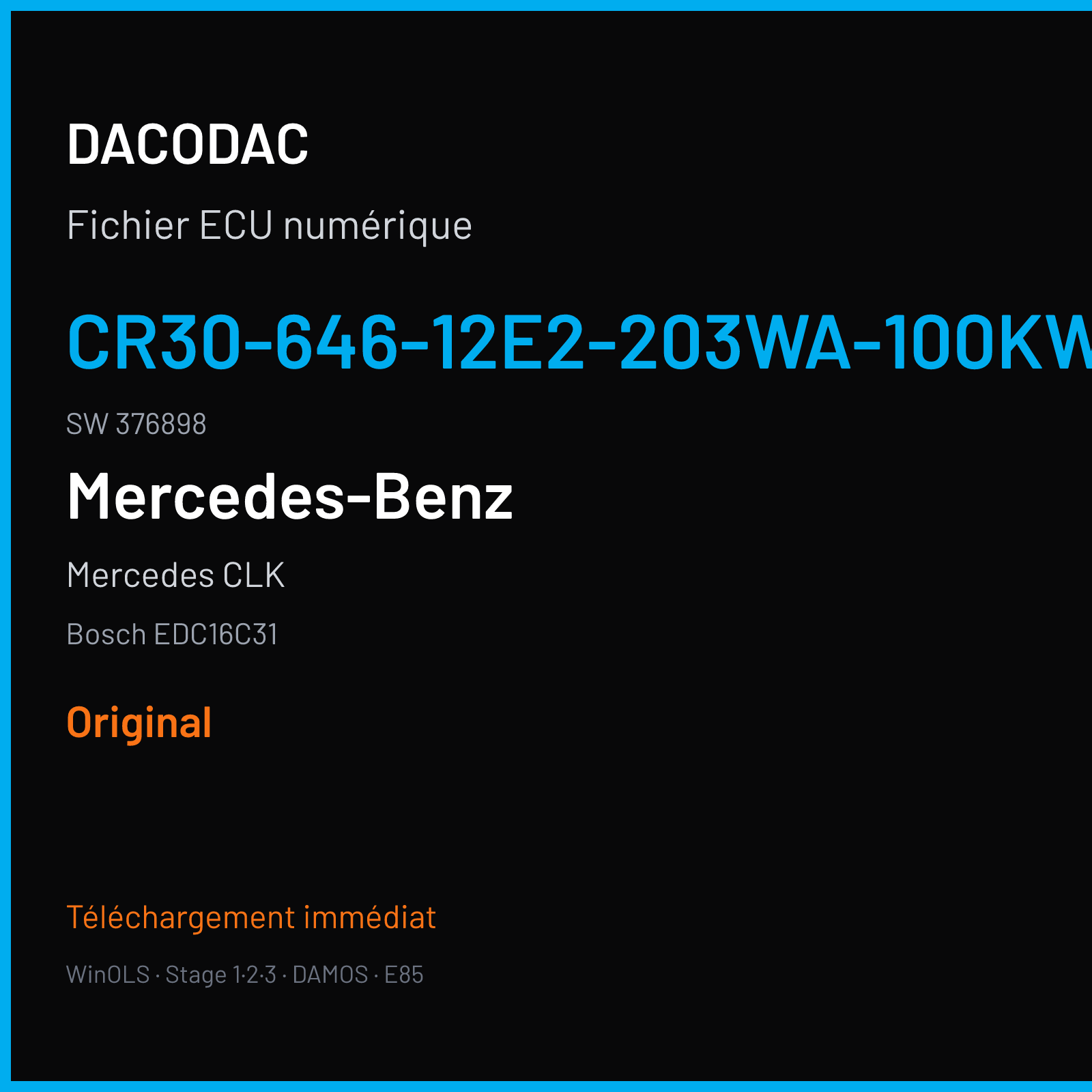 Mercedes CLK — Bosch EDC16C31 — CR30-646-12E2-203WA-100KW-EU4O-ME-1407X018 · 376898 — Original