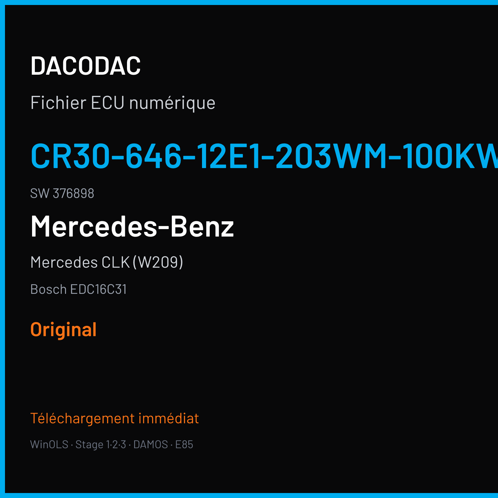 Mercedes CLK (W209) (2006) — Bosch EDC16C31 — CR30-646-12E1-203WM-100KW-EU4O-ME-1305X017 · 376898 — Original