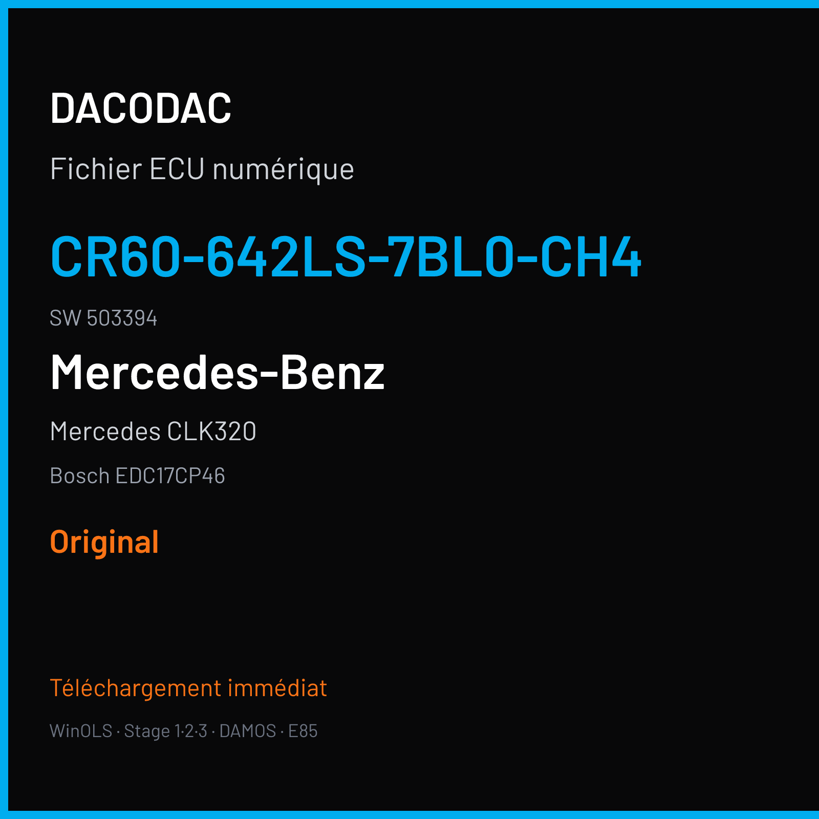Mercedes CLK320 (2011) — Bosch EDC17CP46 — CR60-642LS-7BL0-CH4 · 503394 — Original