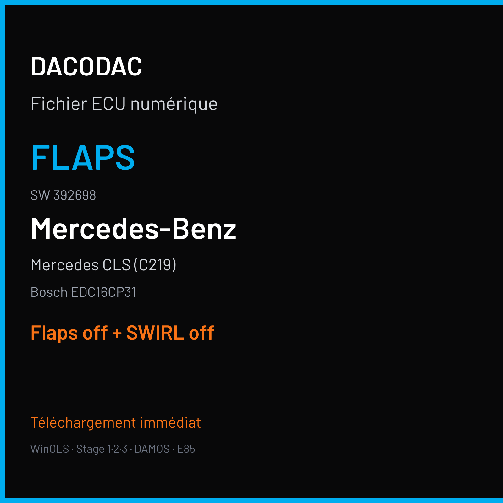Mercedes CLS (C219) (2007) — Bosch EDC16CP31 — 392698 — Flaps off + SWIRL off