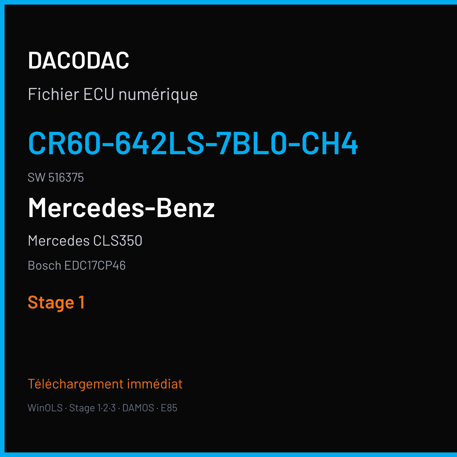 Mercedes CLS350 — Bosch EDC17CP46 — CR60-642LS-7BL0-CH4 · 516375 — Stage 1