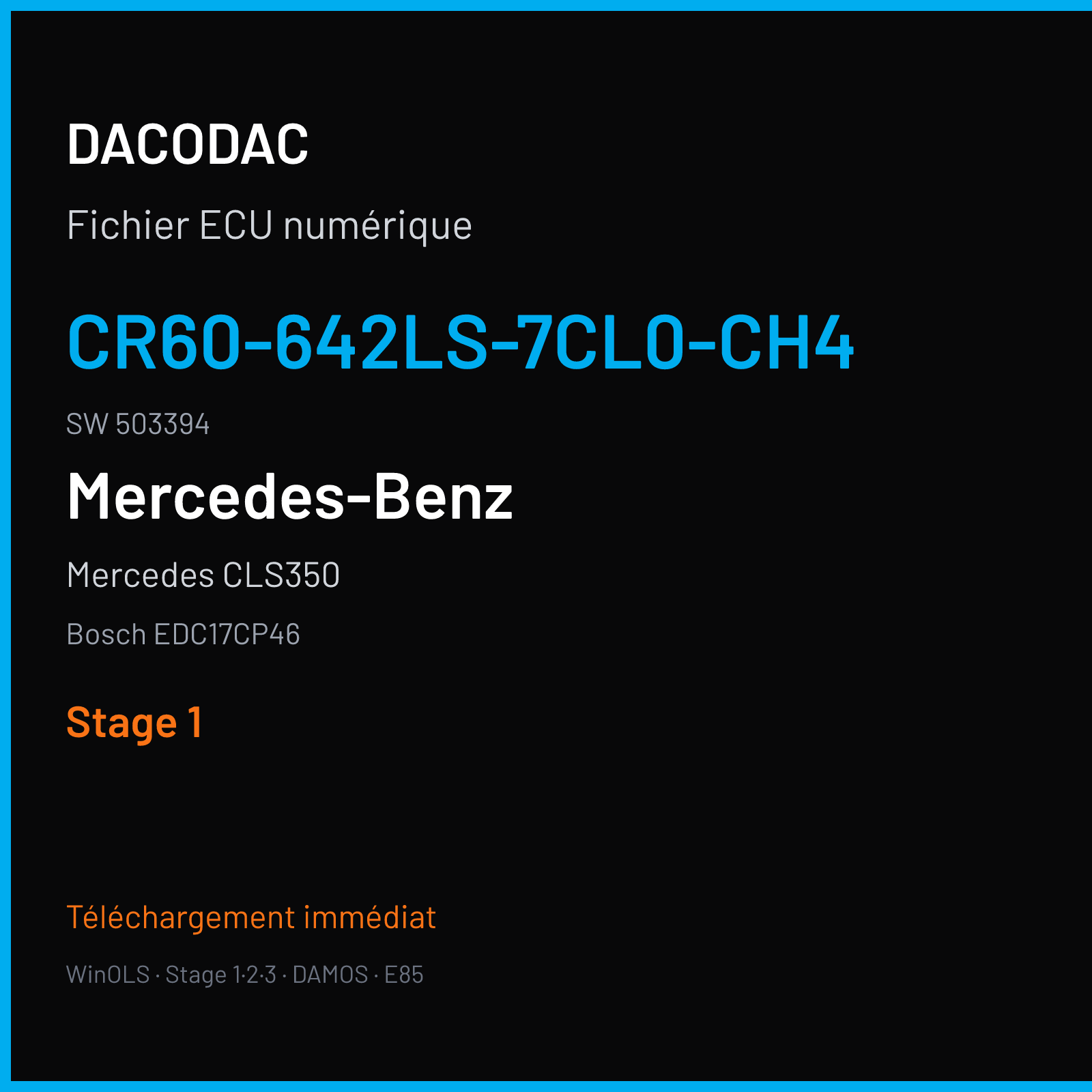 Mercedes CLS350 — Bosch EDC17CP46 — CR60-642LS-7CL0-CH4 · 503394 — Stage 1