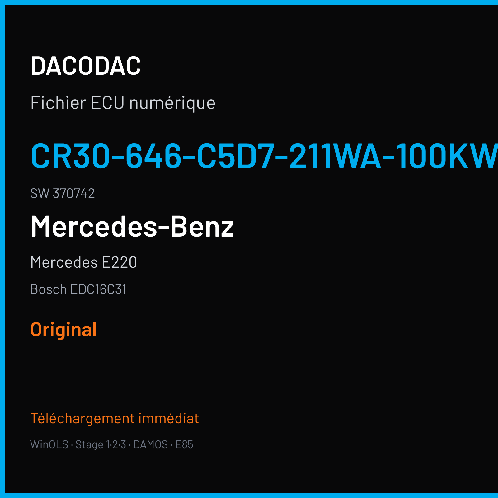 Mercedes E220 (2005) — Bosch EDC16C31 — CR30-646-C5D7-211WA-100KW-EU3-ME-1104X005 · 370742 — Original