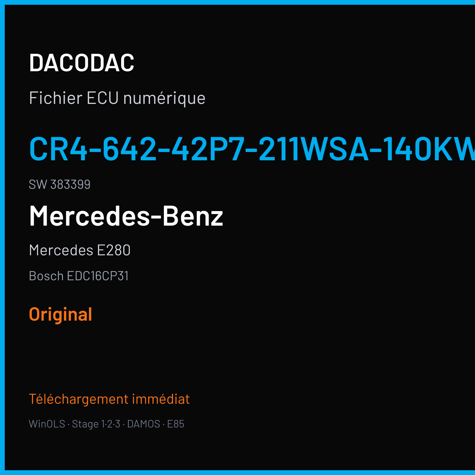 Mercedes E280 (2008) — Bosch EDC16CP31 — CR4-642-42P7-211WSA-140KW-PT2R05-DPFXRL-4107X064ME · 383399 — Original