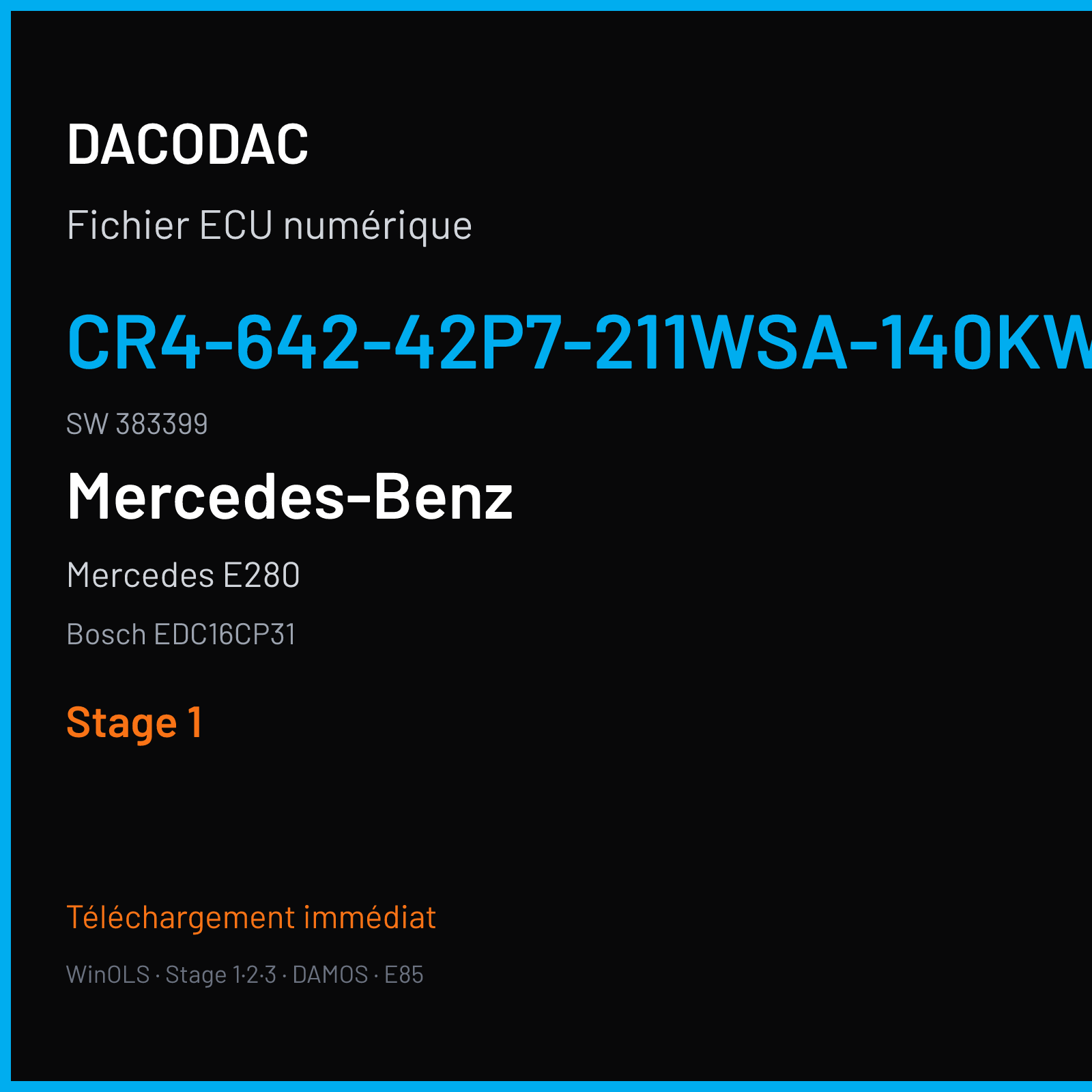 Mercedes E280 (2008) — Bosch EDC16CP31 — CR4-642-42P7-211WSA-140KW-PT2R05-DPFXRL-4107X064ME · 383399 — Stage 1