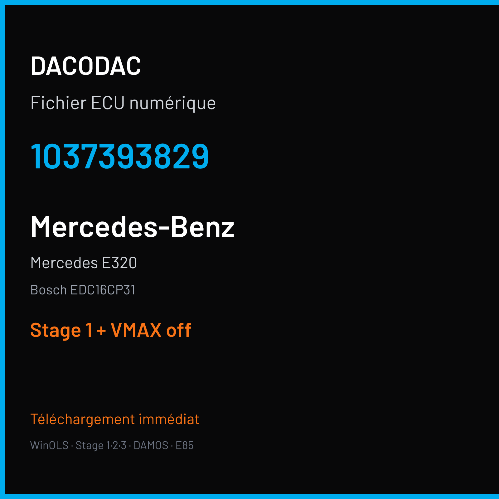 Mercedes E320 — Bosch EDC16CP31 — 1037393829 — Stage 1 + VMAX off