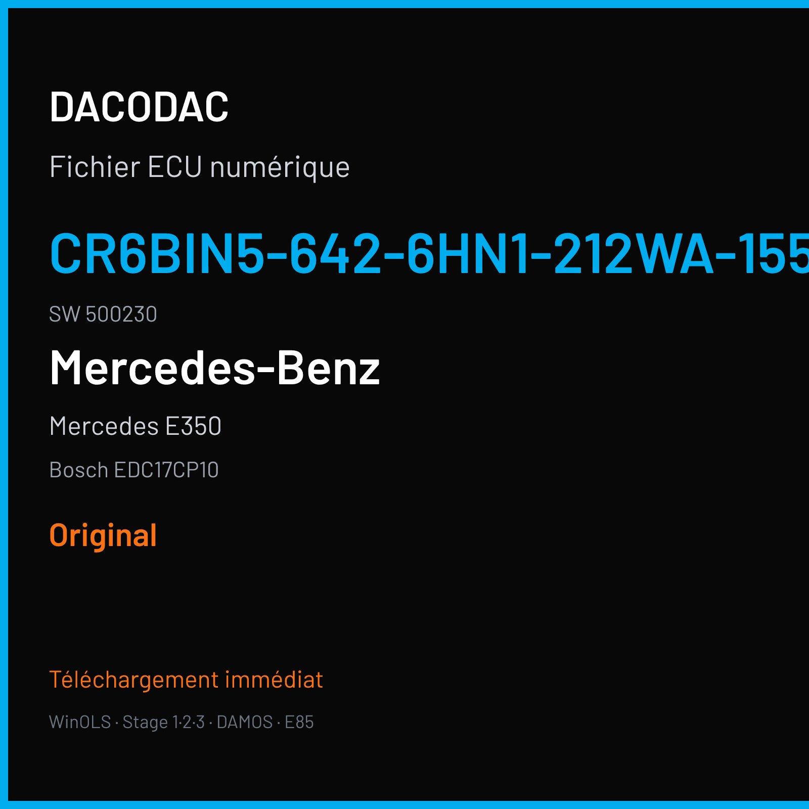 Mercedes E350 — Bosch EDC17CP10 — CR6BIN5-642-6HN1-212WA-155KW-EU6-007 · 500230 — Original