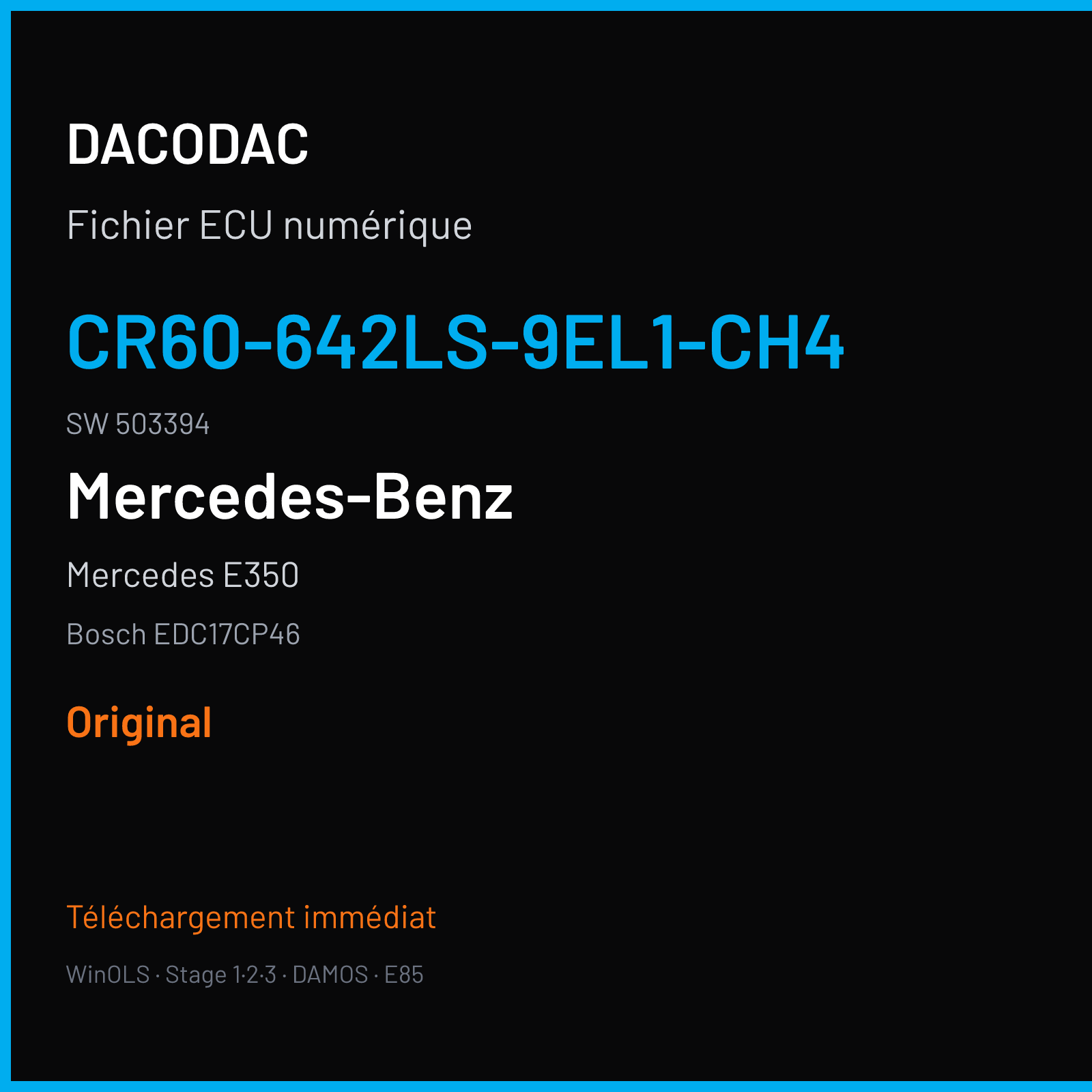 Mercedes E350 (2012) — Bosch EDC17CP46 — CR60-642LS-9EL1-CH4 · 503394 — Original