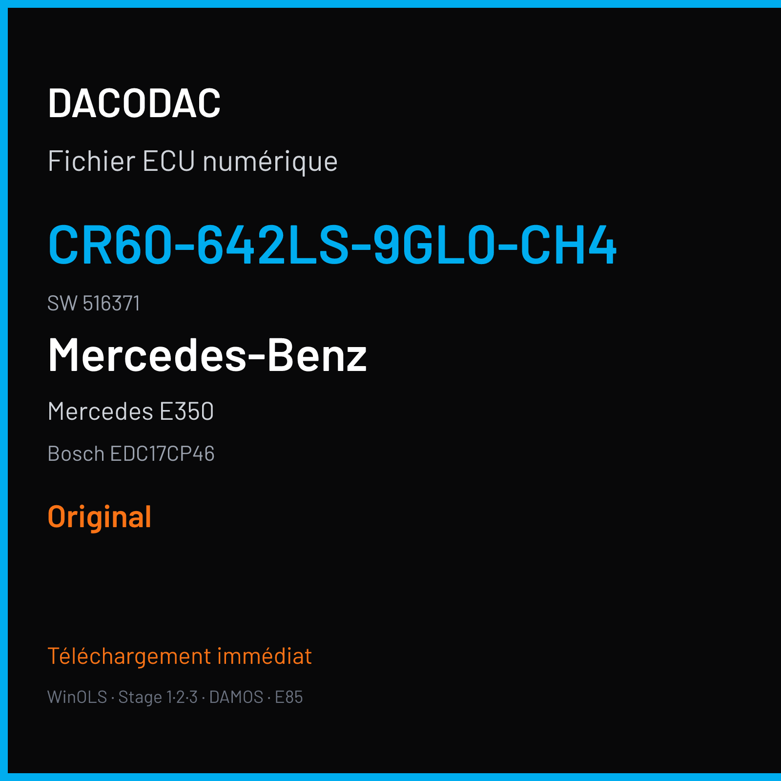 Mercedes E350 (2013) — Bosch EDC17CP46 — CR60-642LS-9GL0-CH4 · 516371 — Original