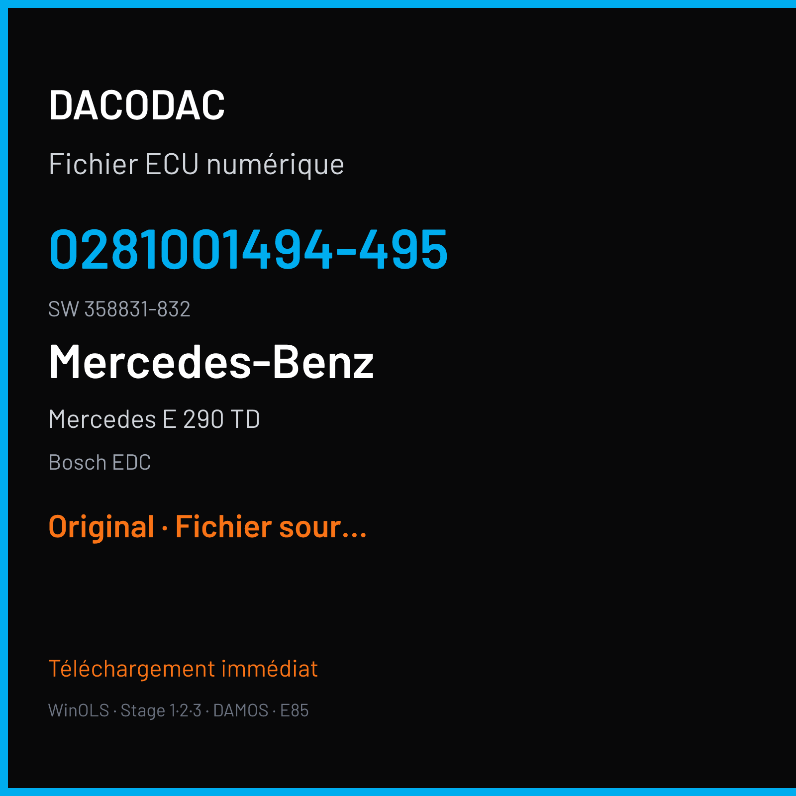 Mercedes E 290 TD (1995) — Bosch EDC — 0281001494-495 · 358831-832 — Original