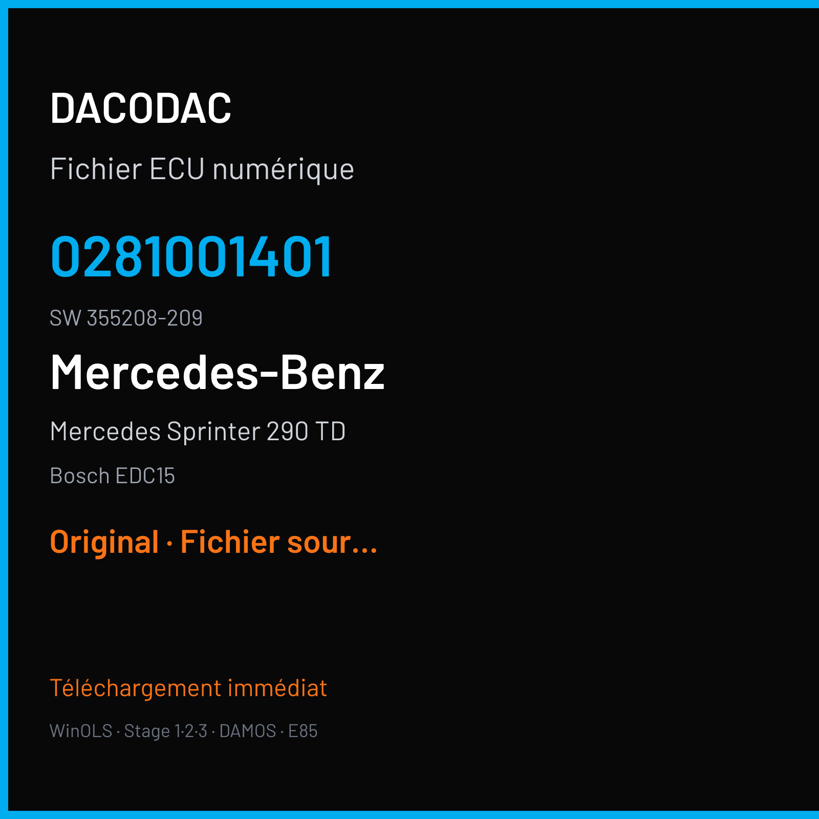 Mercedes Sprinter 290 TD — Bosch EDC15 — 0281001401 · 355208-209 — Original