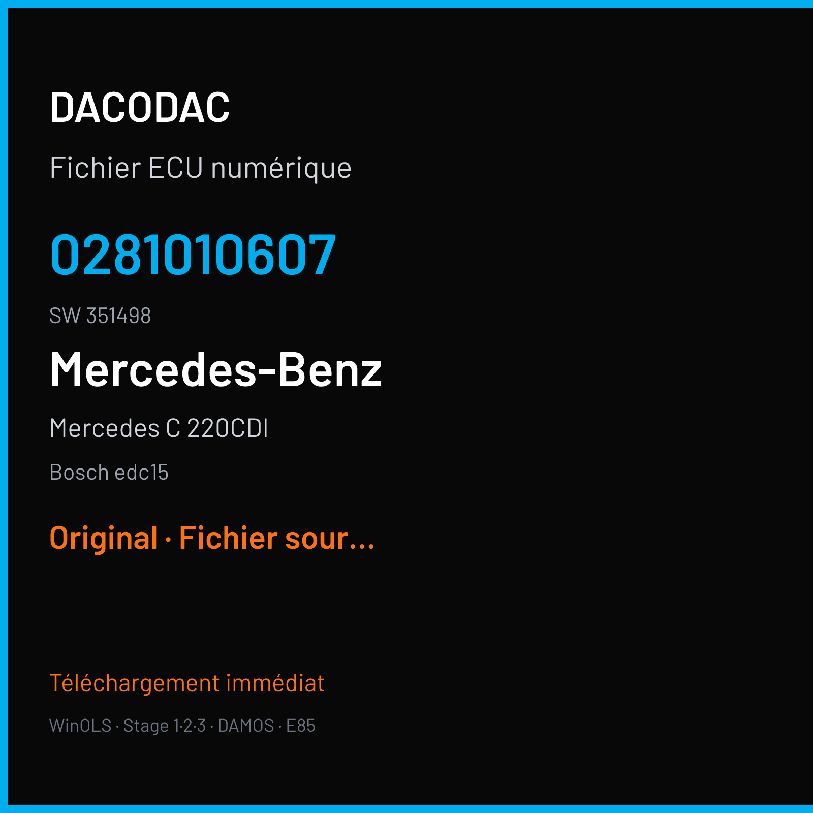 Mercedes C 220CDI (2001) — Bosch edc15 — 0281010607 · 351498 — Original