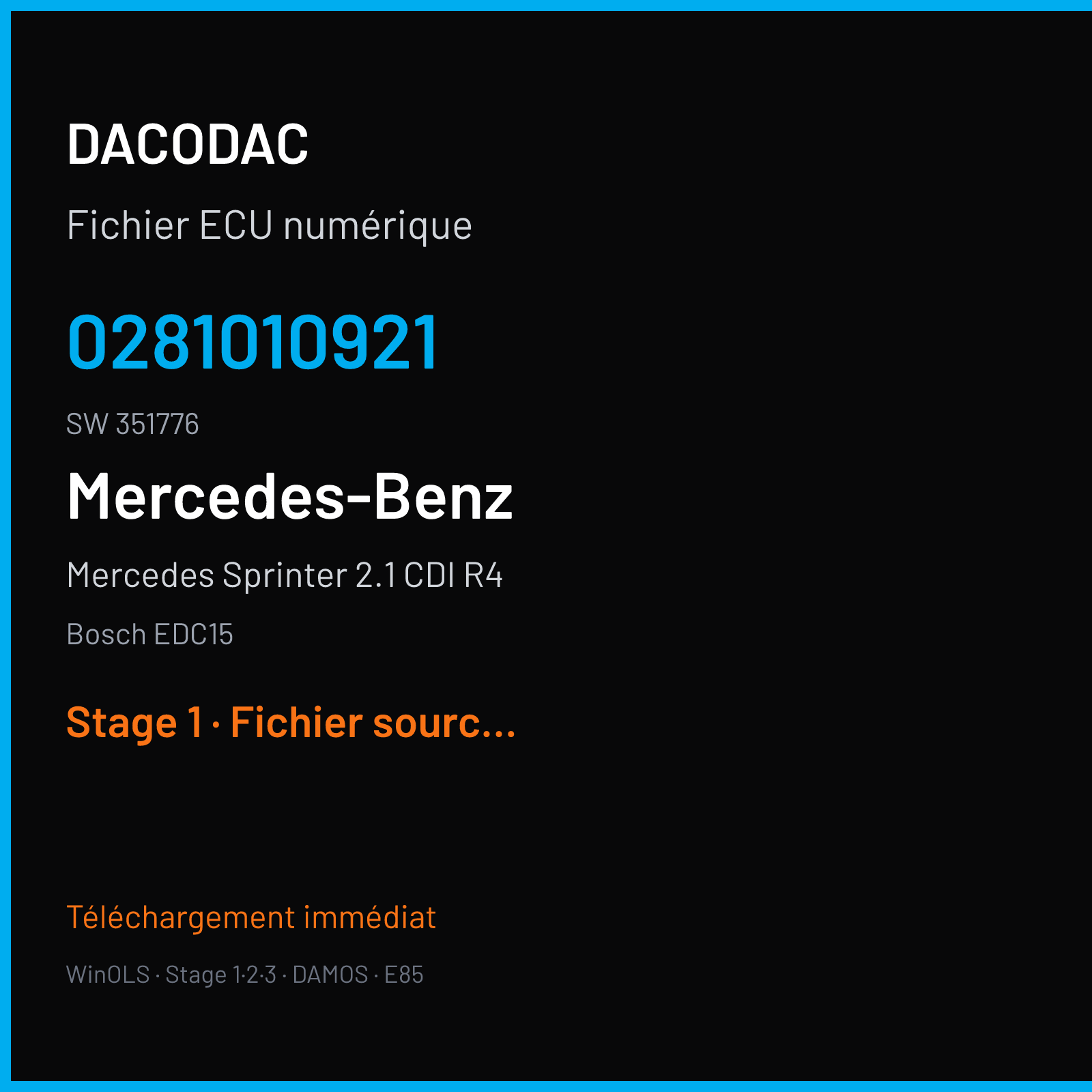 Mercedes Sprinter 2.1 CDI R4 (2002) — Bosch EDC15 — 0281010921 · 351776 — Stage 1