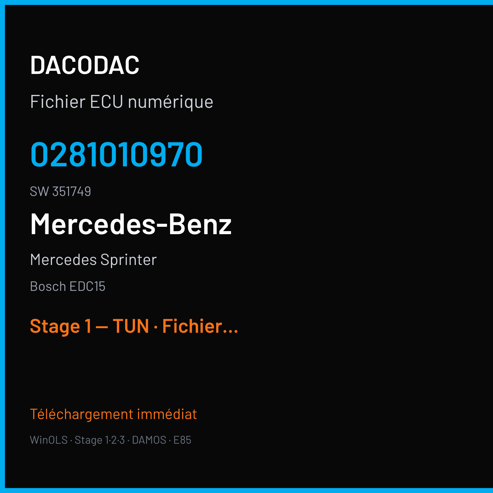 Mercedes Sprinter (2002) — Bosch EDC15 — 0281010970 · 351749 — Stage 1 — TUN