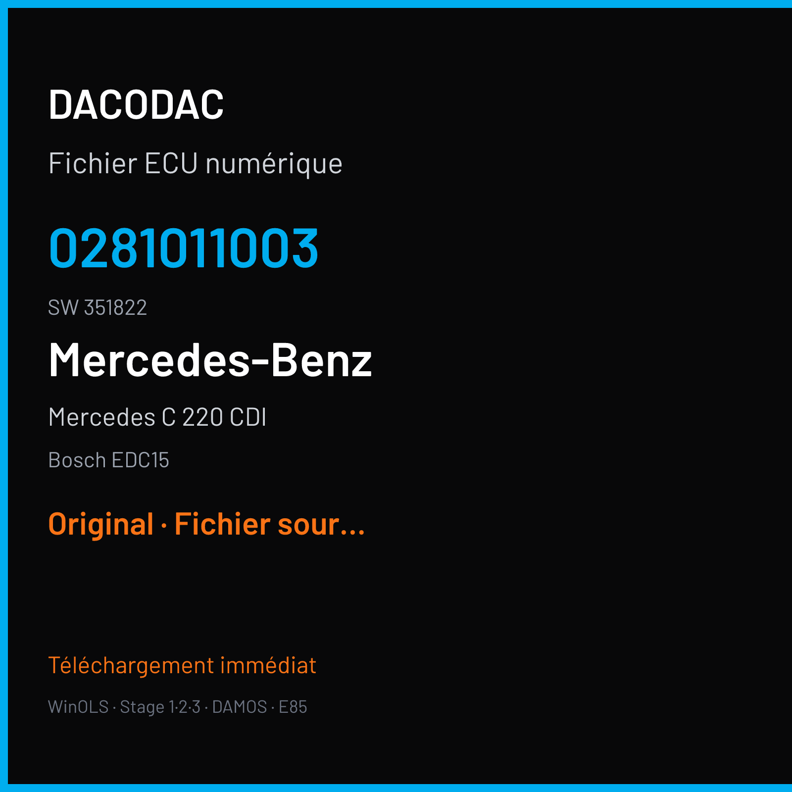 Mercedes C 220 CDI (2002) — Bosch EDC15 — 0281011003 · 351822 — Original